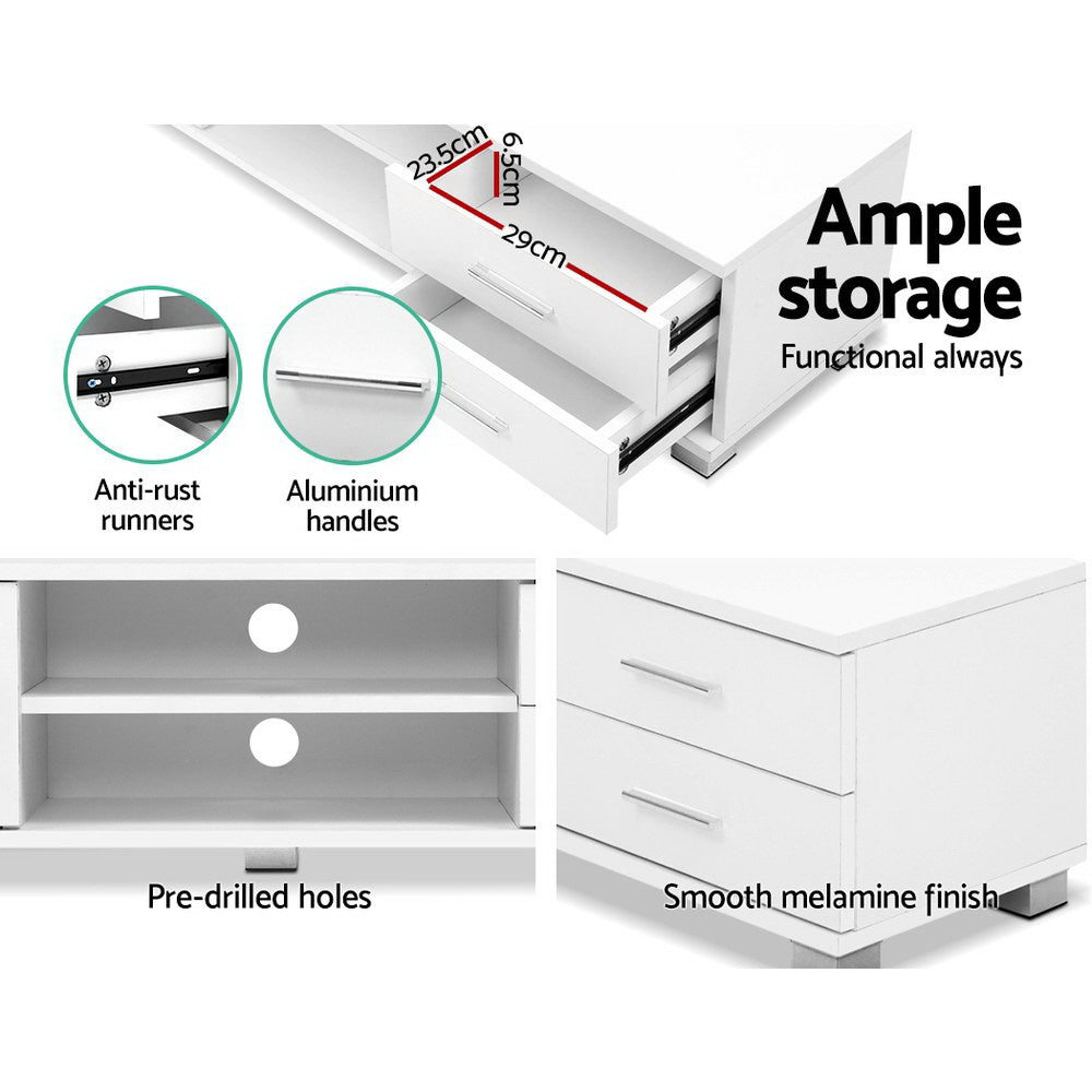 Artiss 120cm White TV Stand Entertainment Unit with Storage