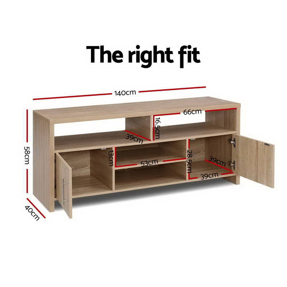 Artiss Oak TV Cabinet Entertainment Unit 140cm with Storage