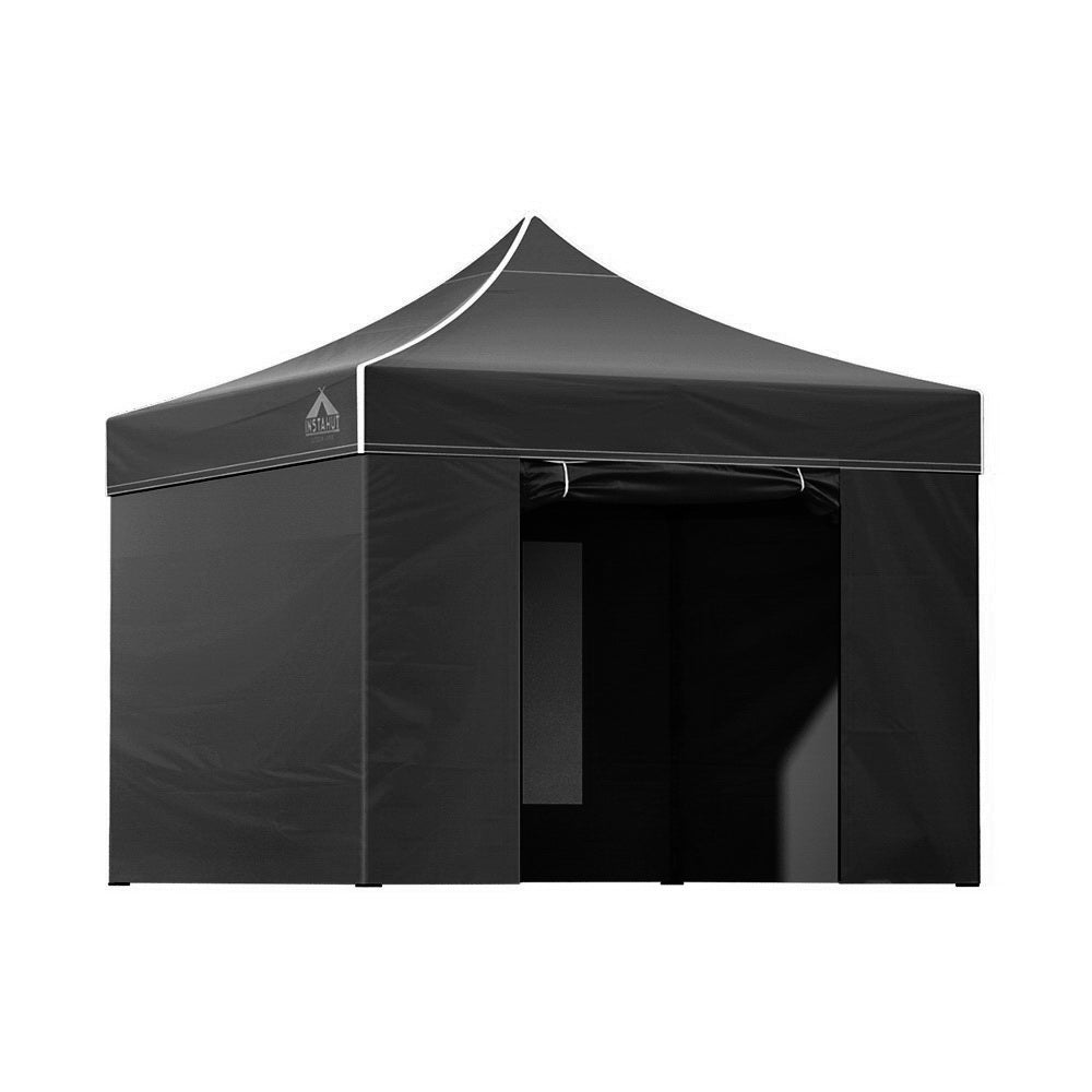 Instahut 3x3m Pop Up Gazebo Tent with Mesh Panel | Black