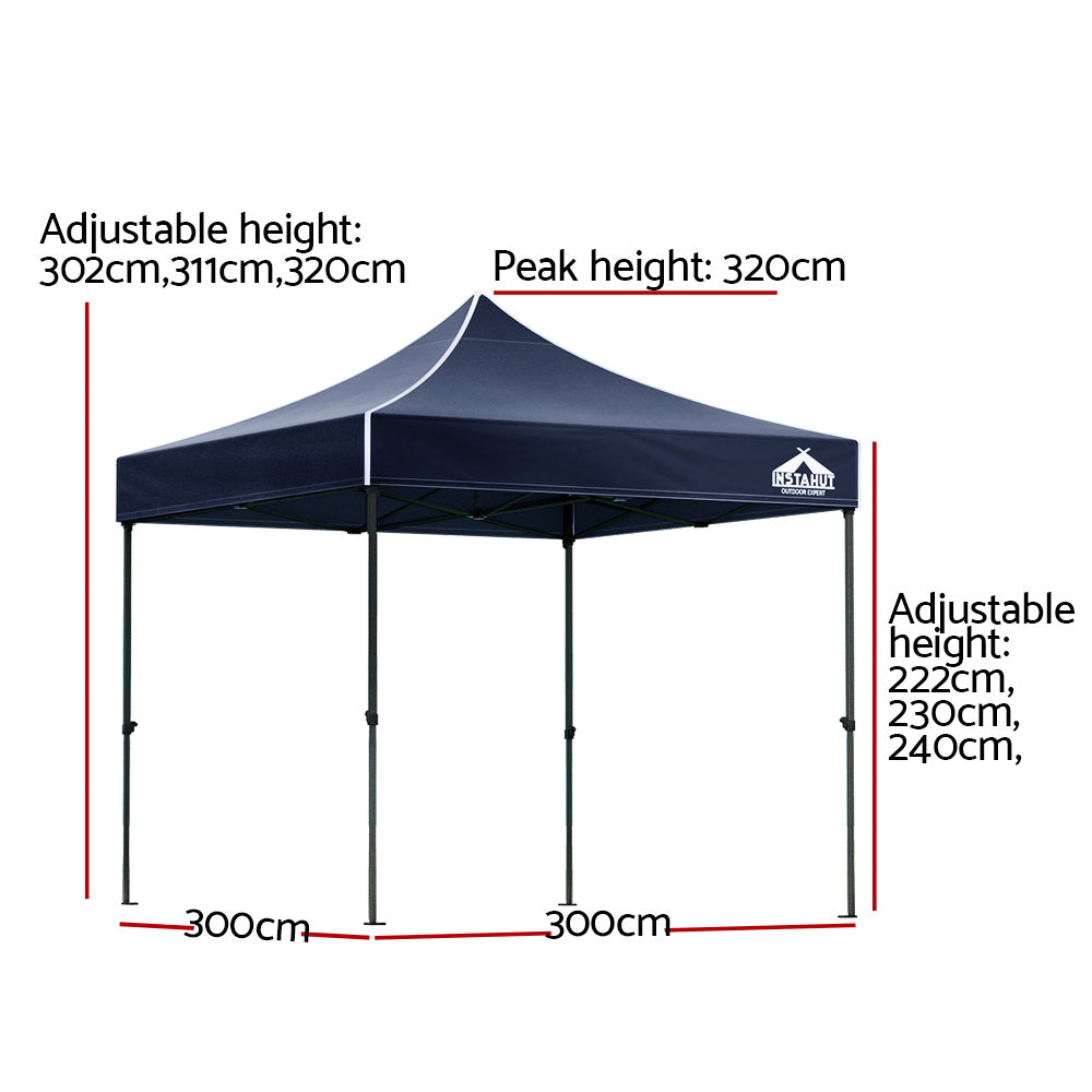 Instahut 3x3m Pop Up Gazebo Tent | Outdoor Camping Canopy