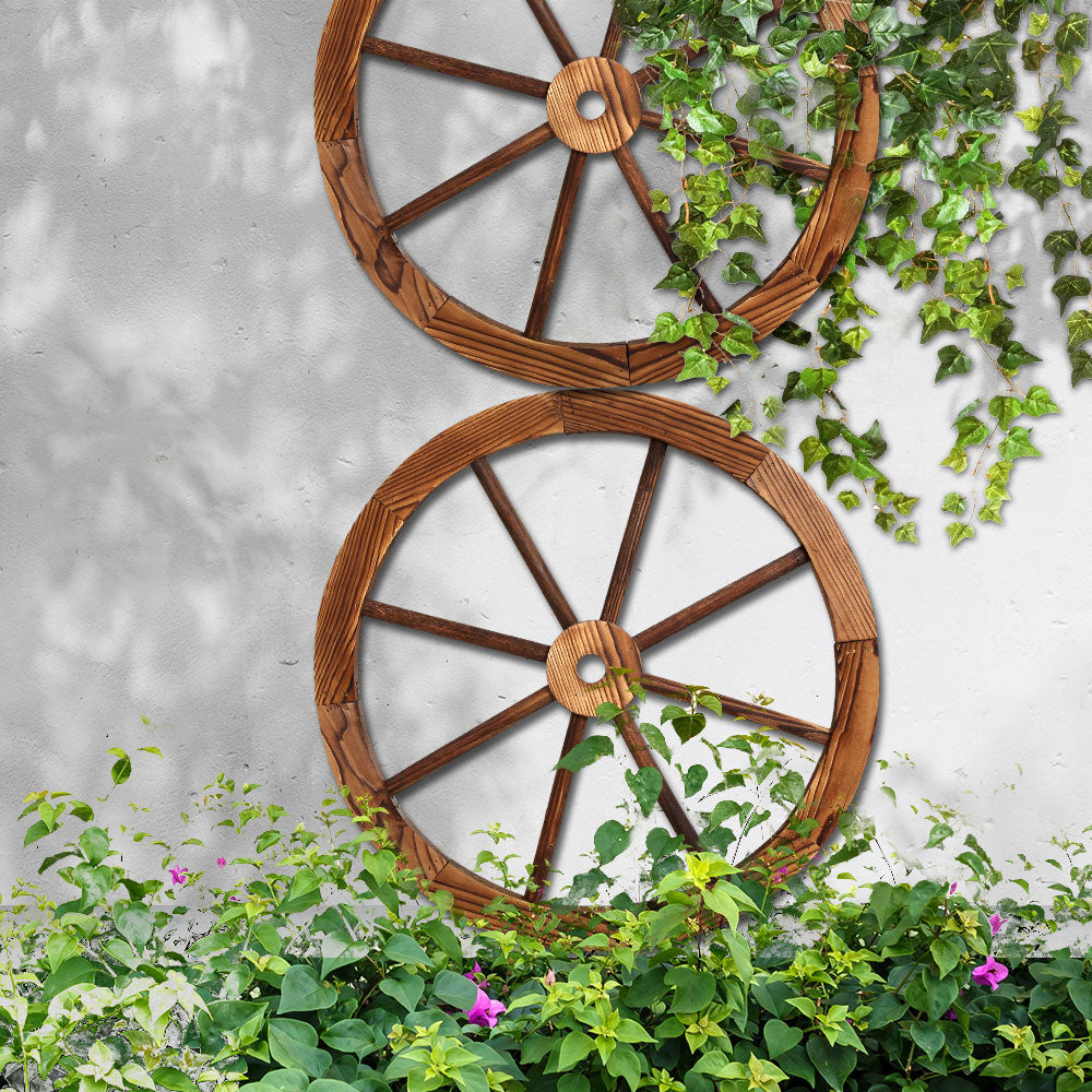 Gardeon Wooden Wagon Wheel Decor Set | Rustic Outdoor Ornament