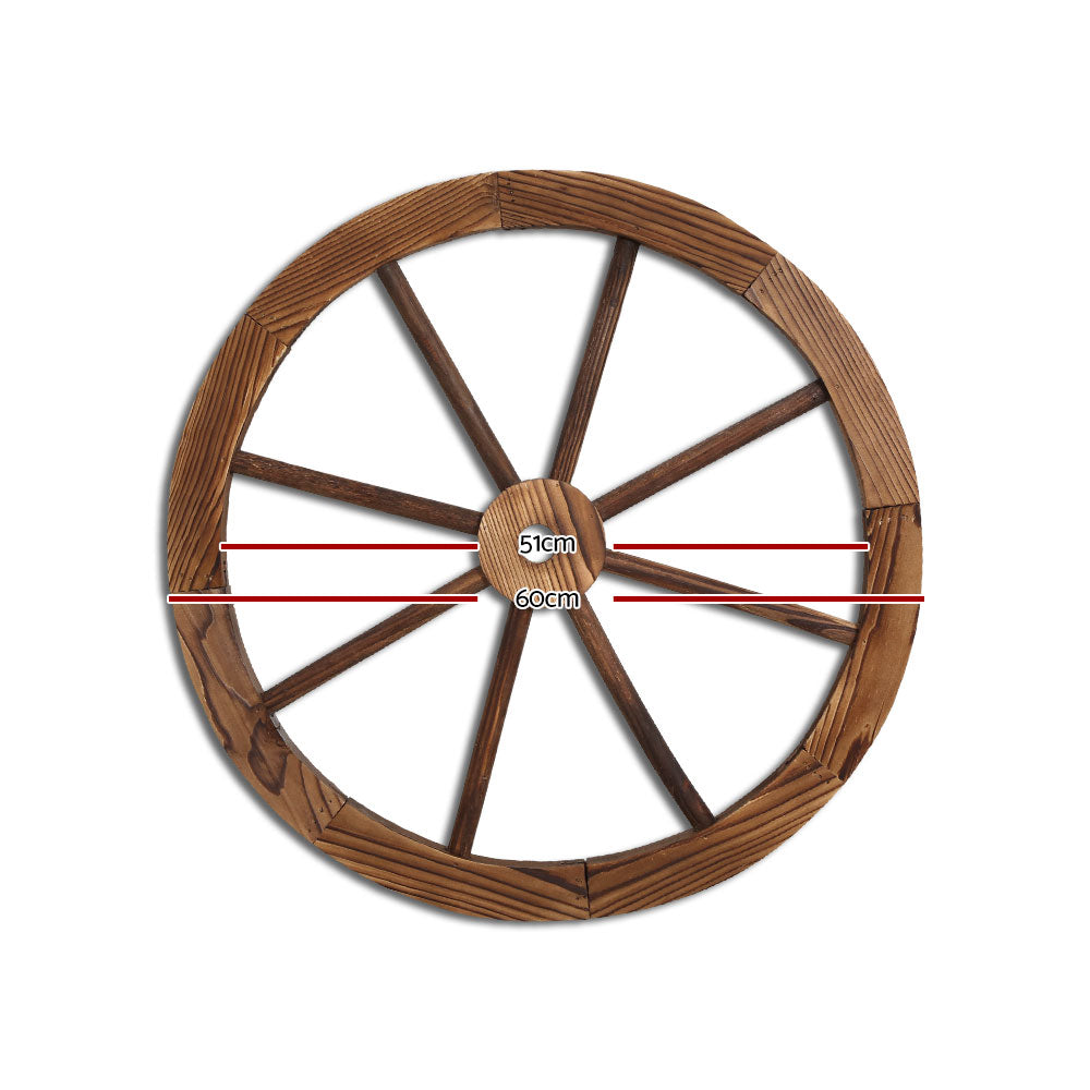 Rustic Gardeon Wooden Wagon Wheel for Garden Decor | 60cm