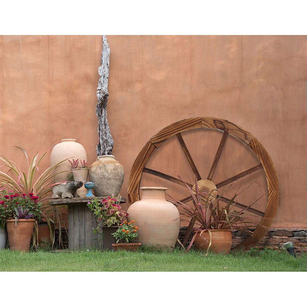 Rustic Gardeon Wooden Wagon Wheel for Garden Decor | 60cm