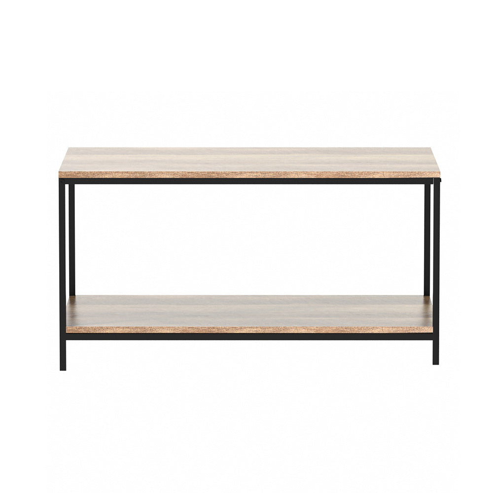 Artiss Industrial 2 Tier Coffee Table | Walnut & Black Metal