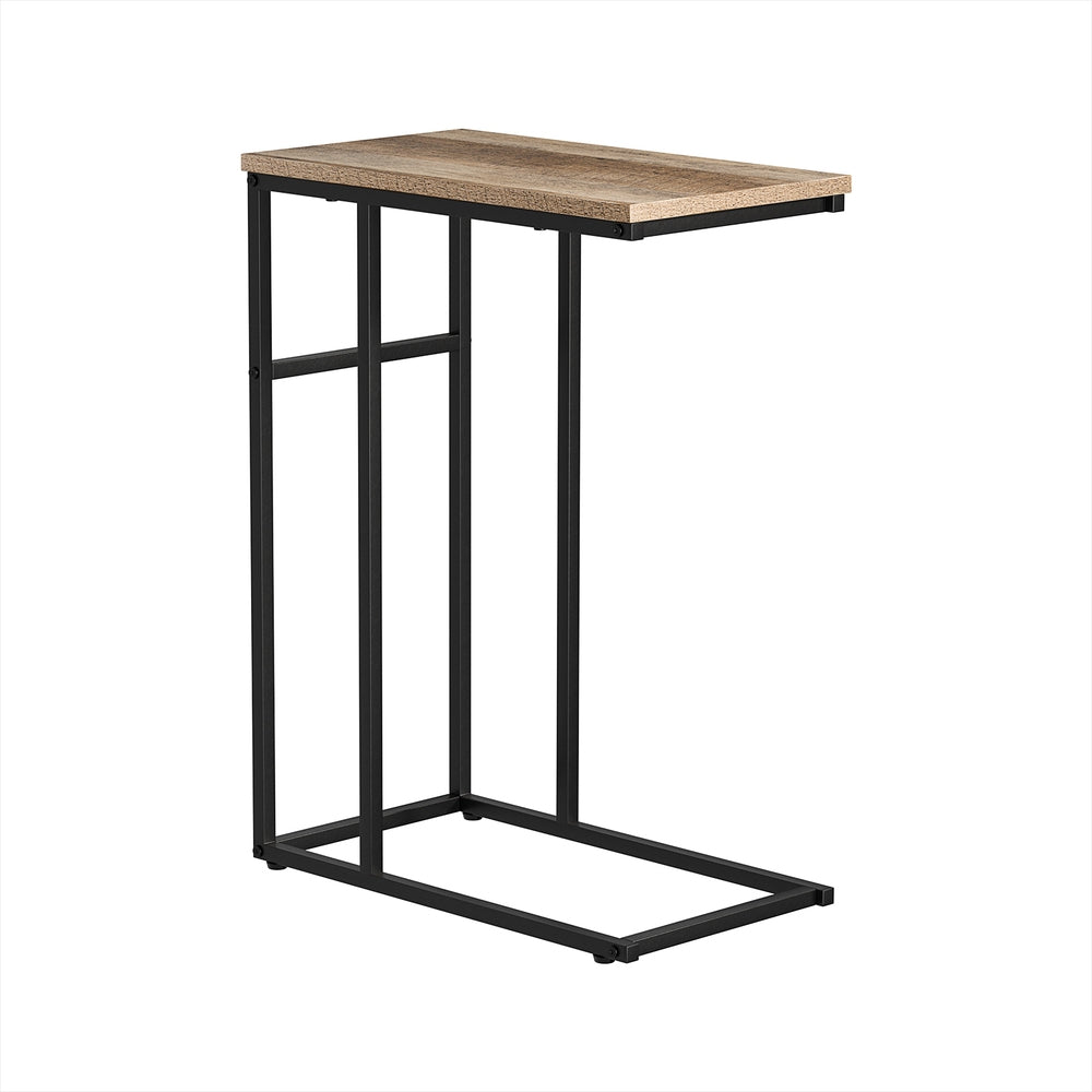 Artiss Industrial C Shape Side Table | Walnut & Black Steel