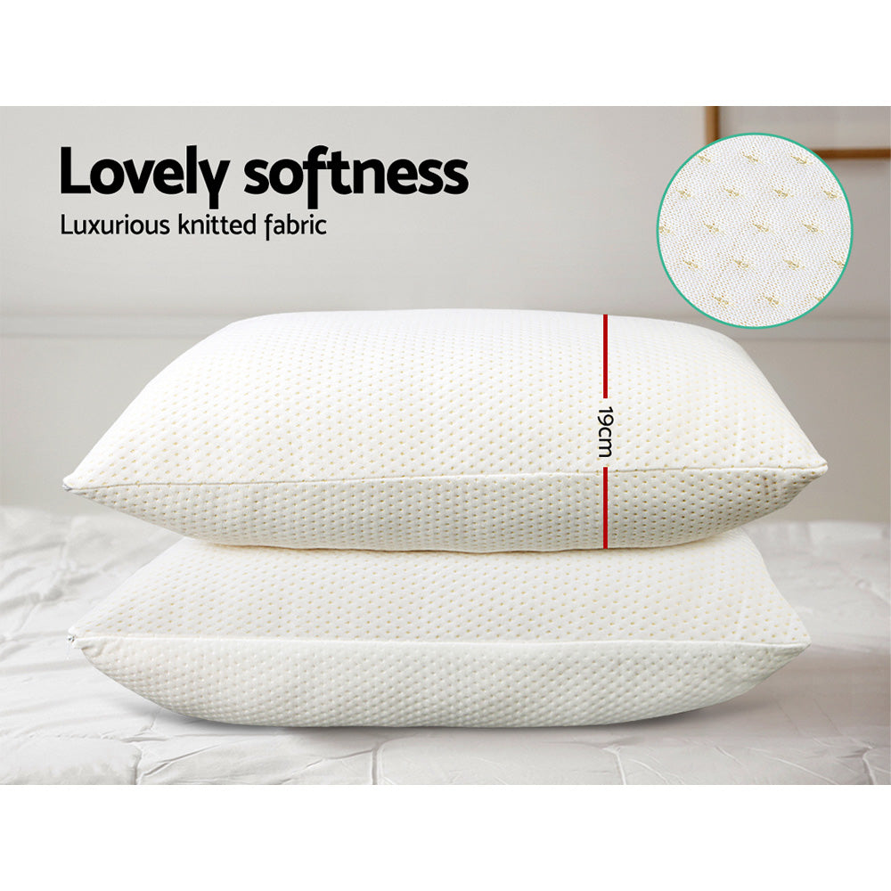 Giselle Memory Foam Pillows Set of 2 | High Density 19cm Thick