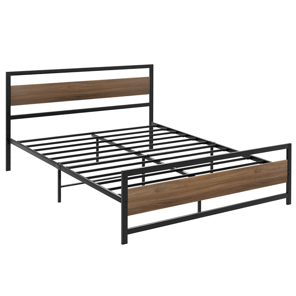 Artiss DREW Queen Industrial Metal Bed Frame with Storage