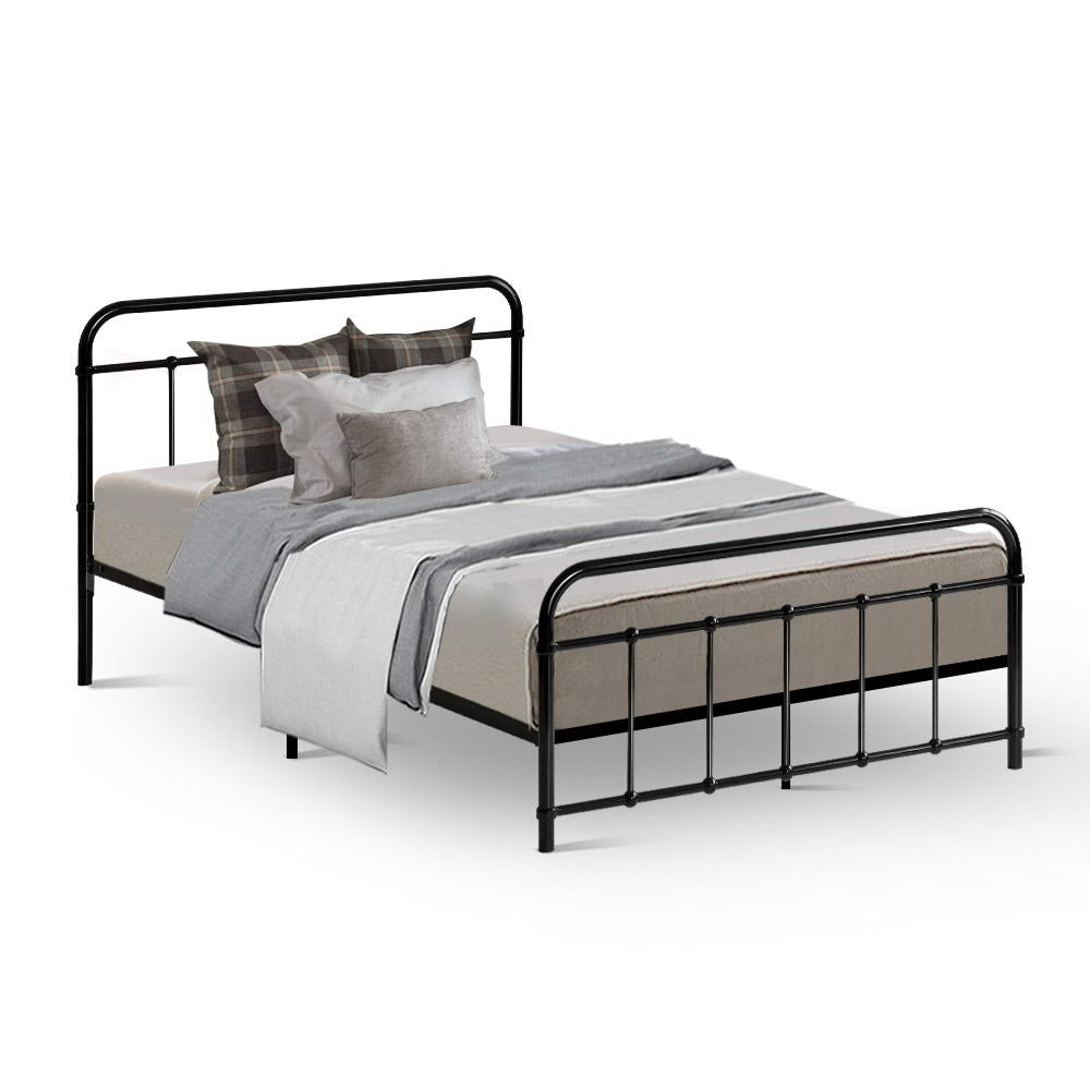 Artiss Leo Metal Bed Frame | King Single, Black, Sturdy Steel