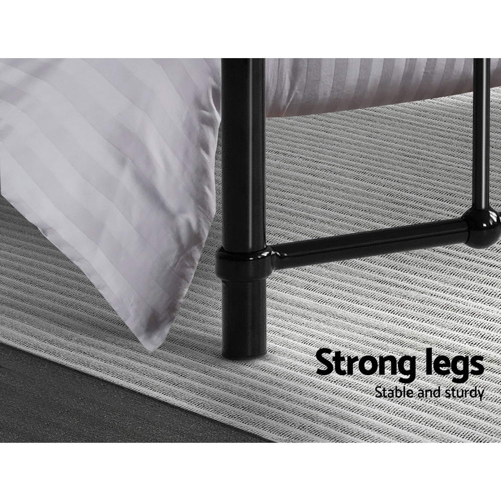 Artiss Leo Metal Bed Frame | King Single, Black, Sturdy Steel