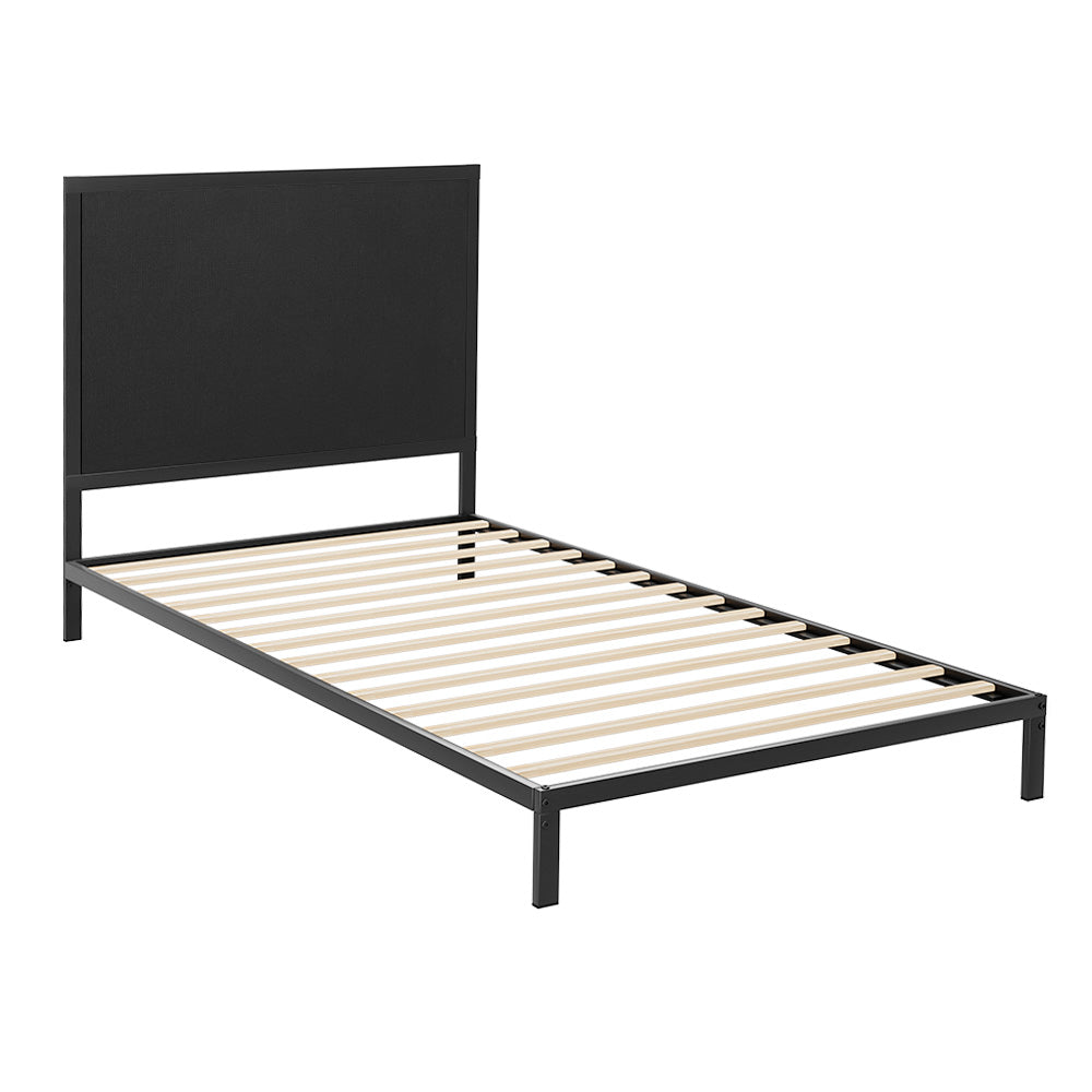 Artiss PADA King Single Metal Bed Frame with Fabric Headboard