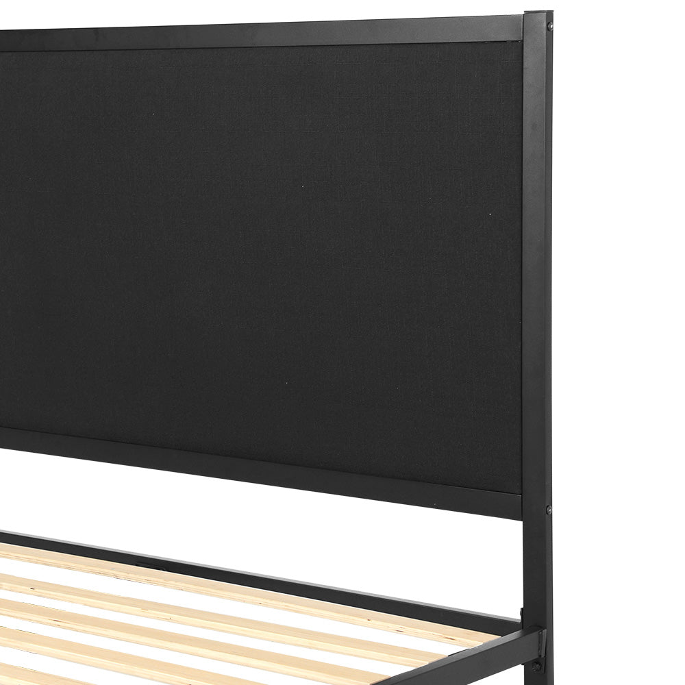 Artiss PADA King Single Metal Bed Frame with Fabric Headboard