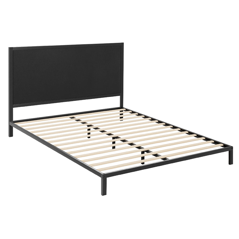 Artiss PADA Queen Metal Bed Frame with Fabric Headboard