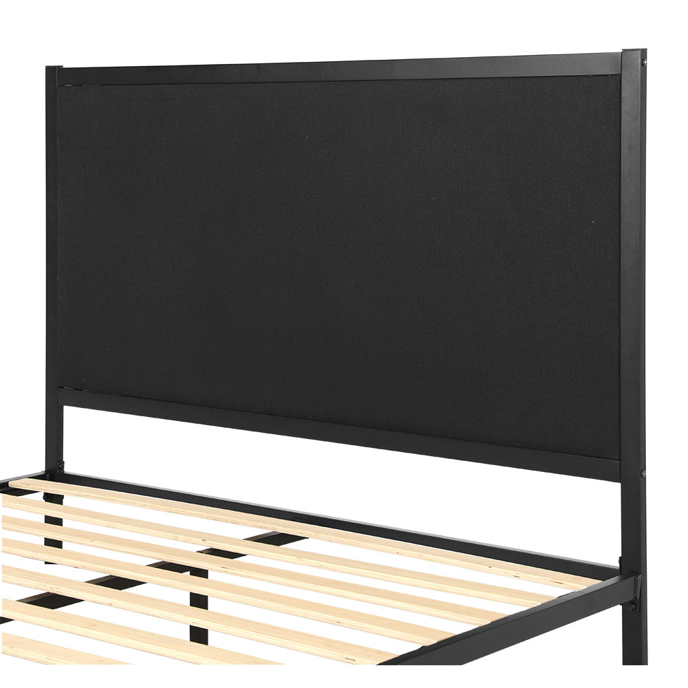 Artiss PADA Queen Metal Bed Frame with Fabric Headboard