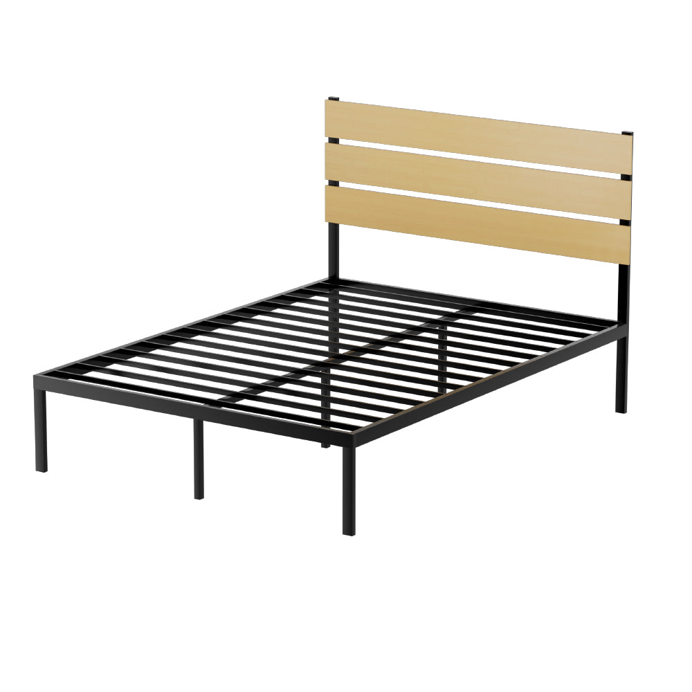 Artiss PAULA Double Metal Bed Frame with Headboard | Black