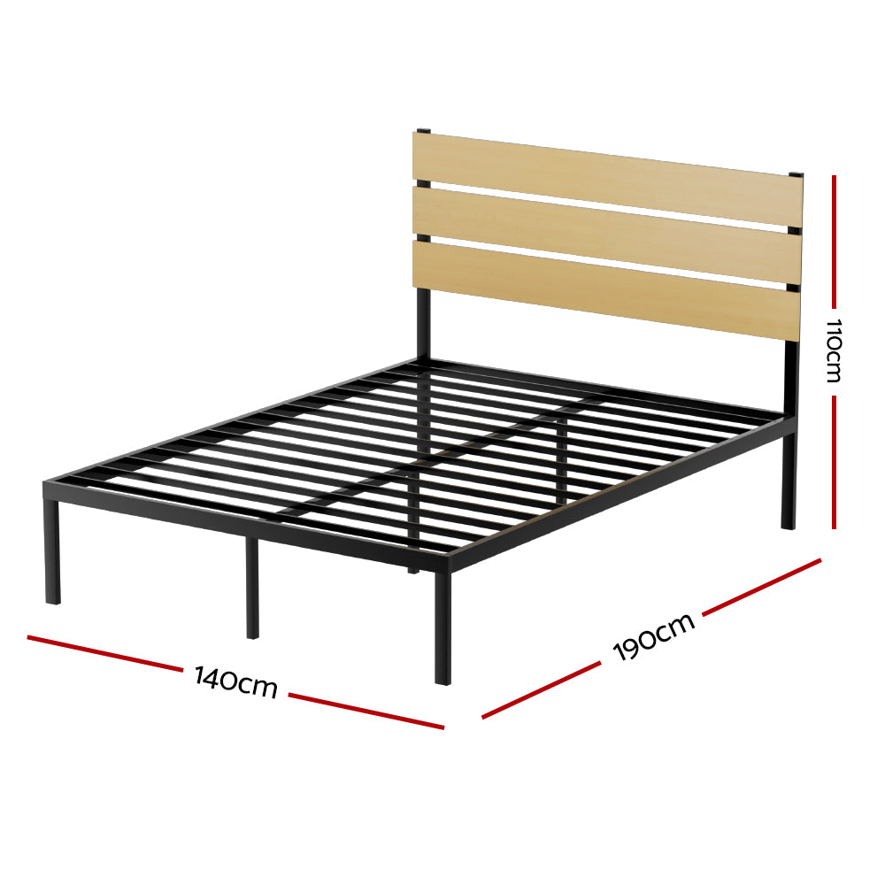 Artiss PAULA Double Metal Bed Frame with Headboard | Black