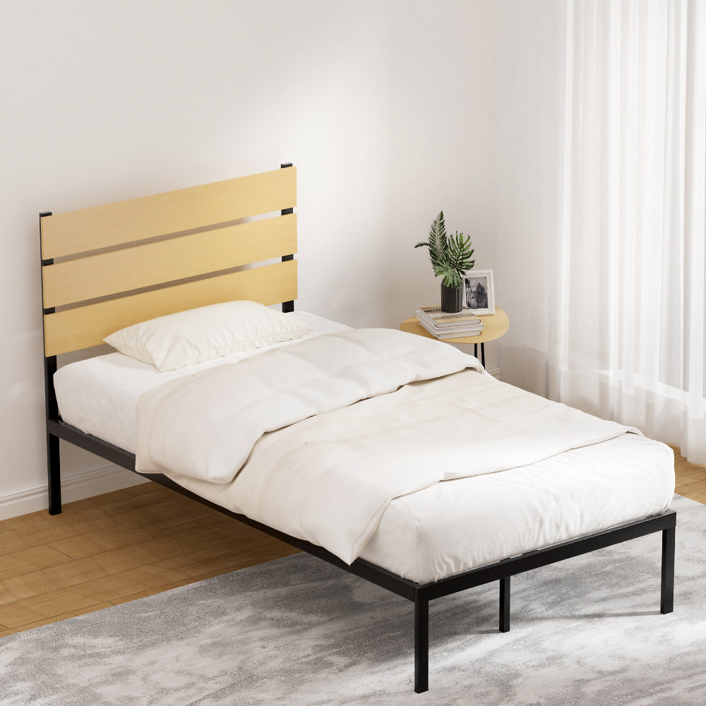 Artiss PAULA King Single Metal Bed Frame with Headboard