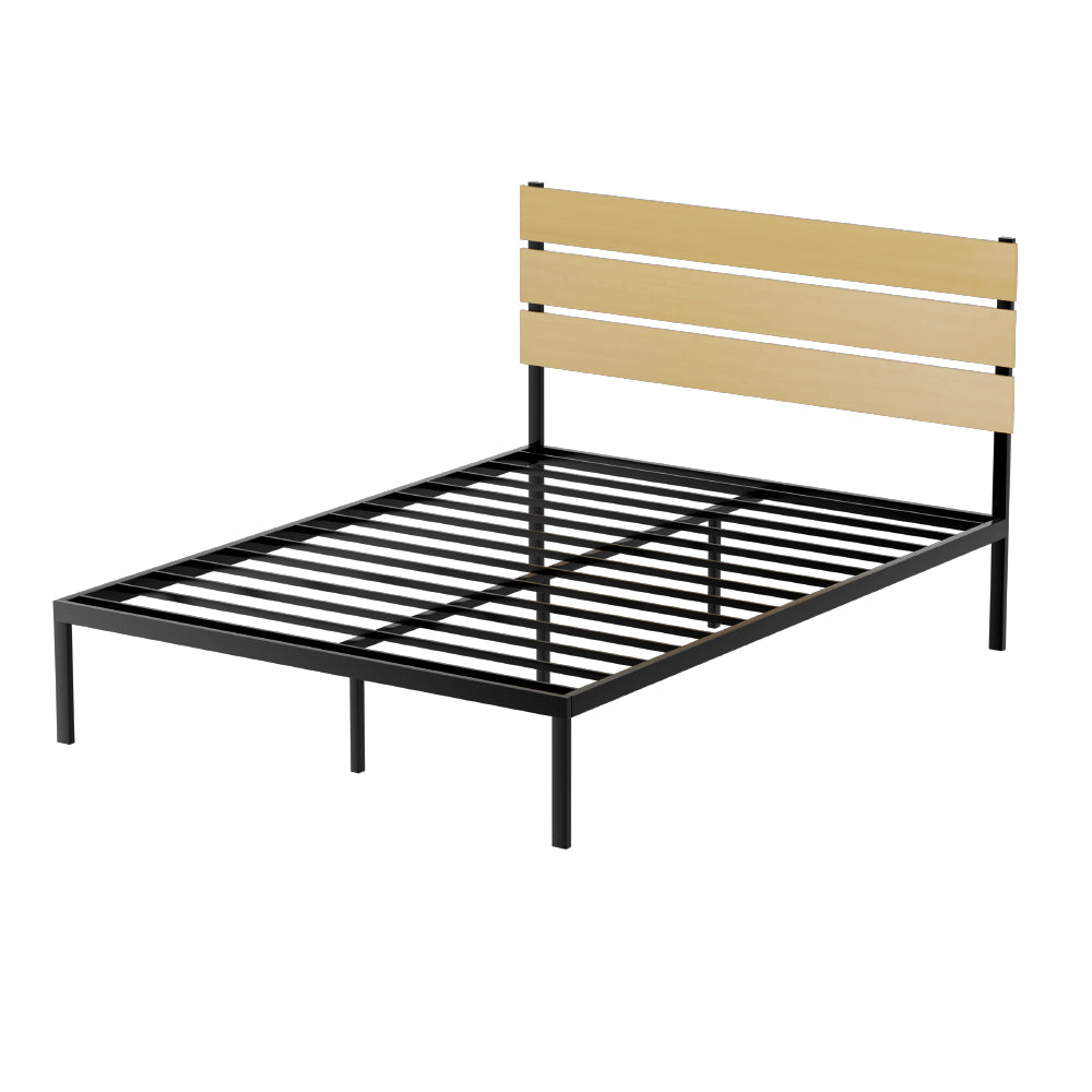 Artiss PAULA Queen Metal Bed Frame with Headboard | Black