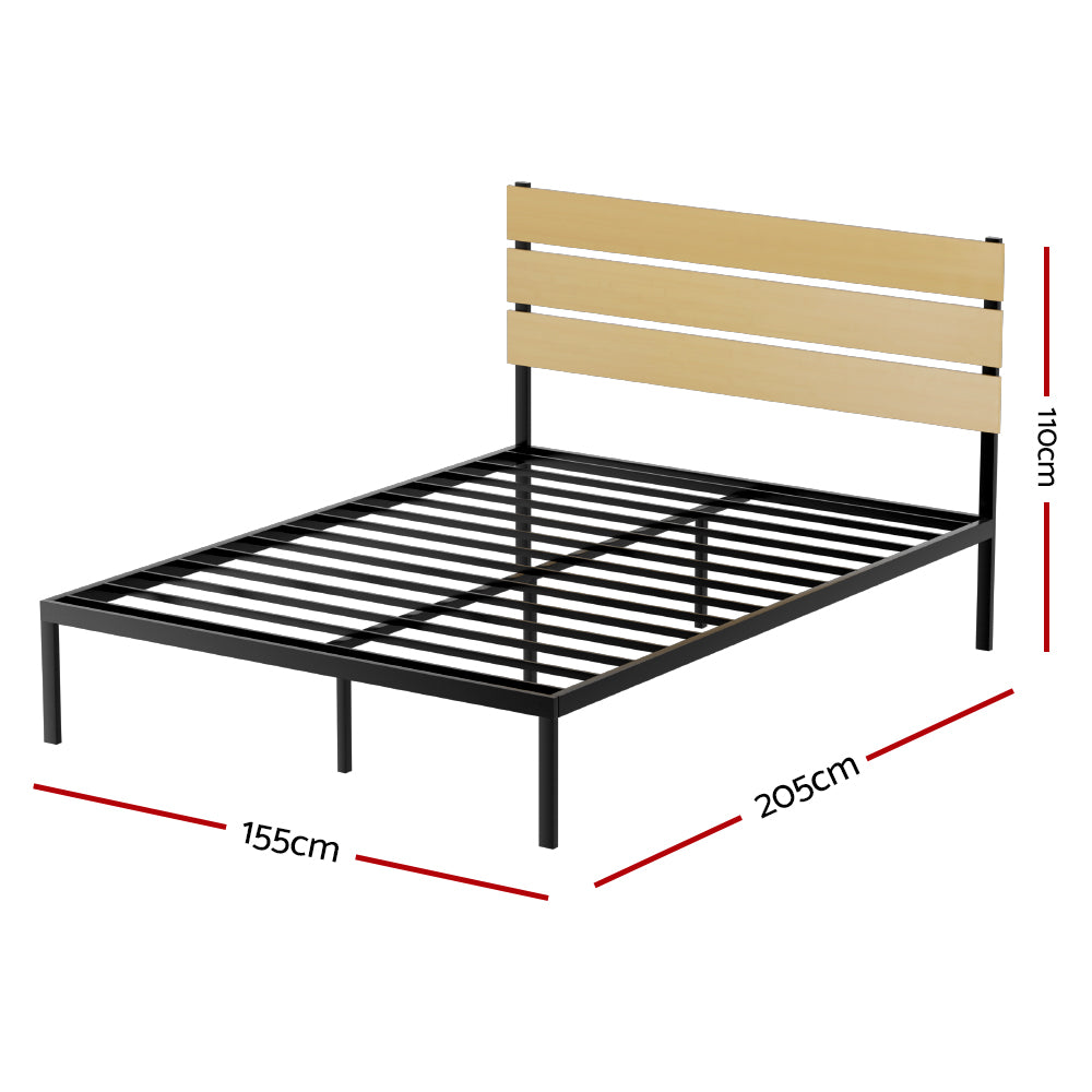 Artiss PAULA Queen Metal Bed Frame with Headboard | Black