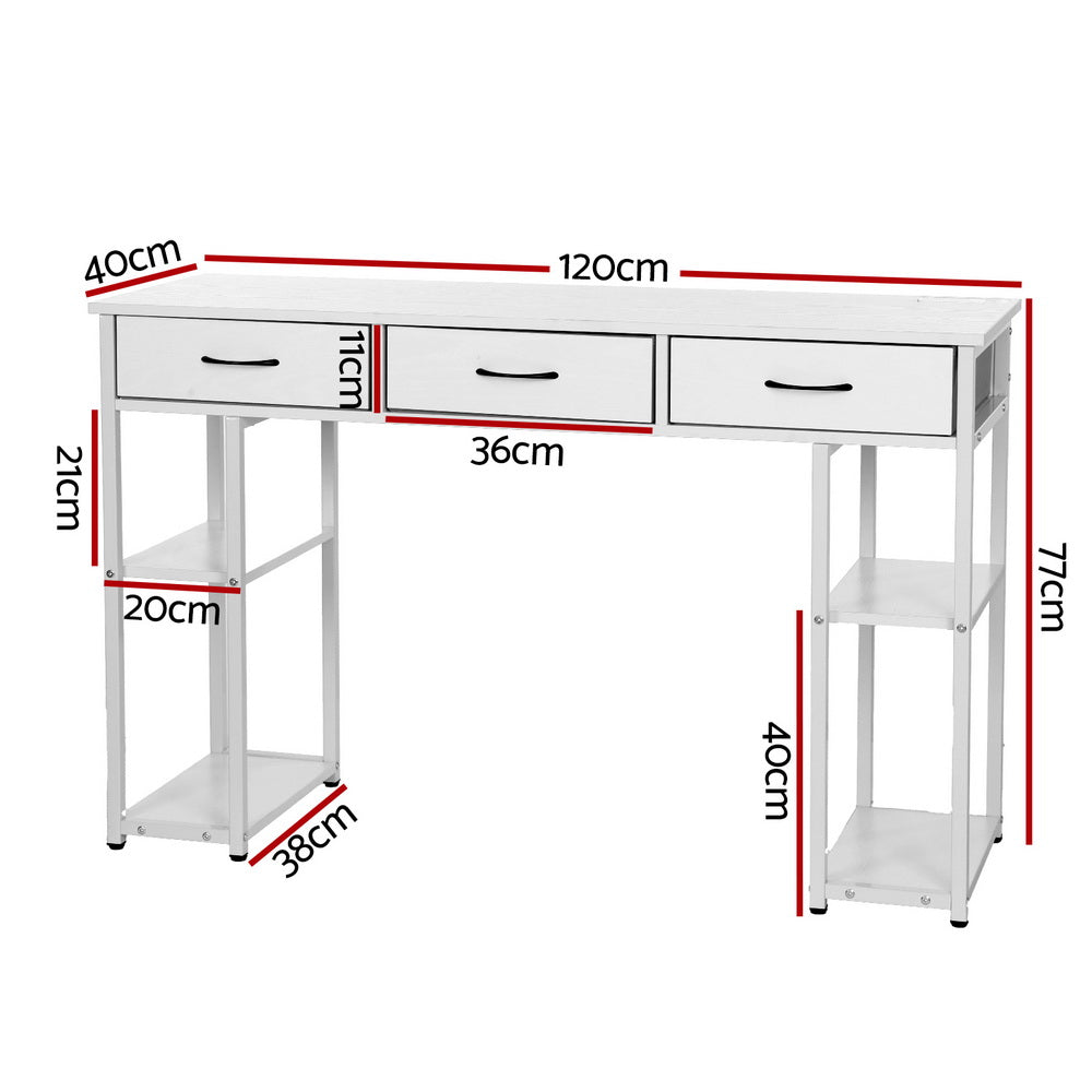 Artiss 120cm White Computer Desk with Drawers and Shelves