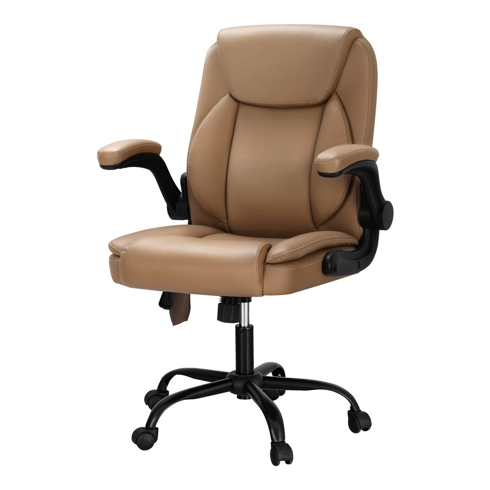 Artiss Mid|Back Massage Office Chair | Espresso Leather