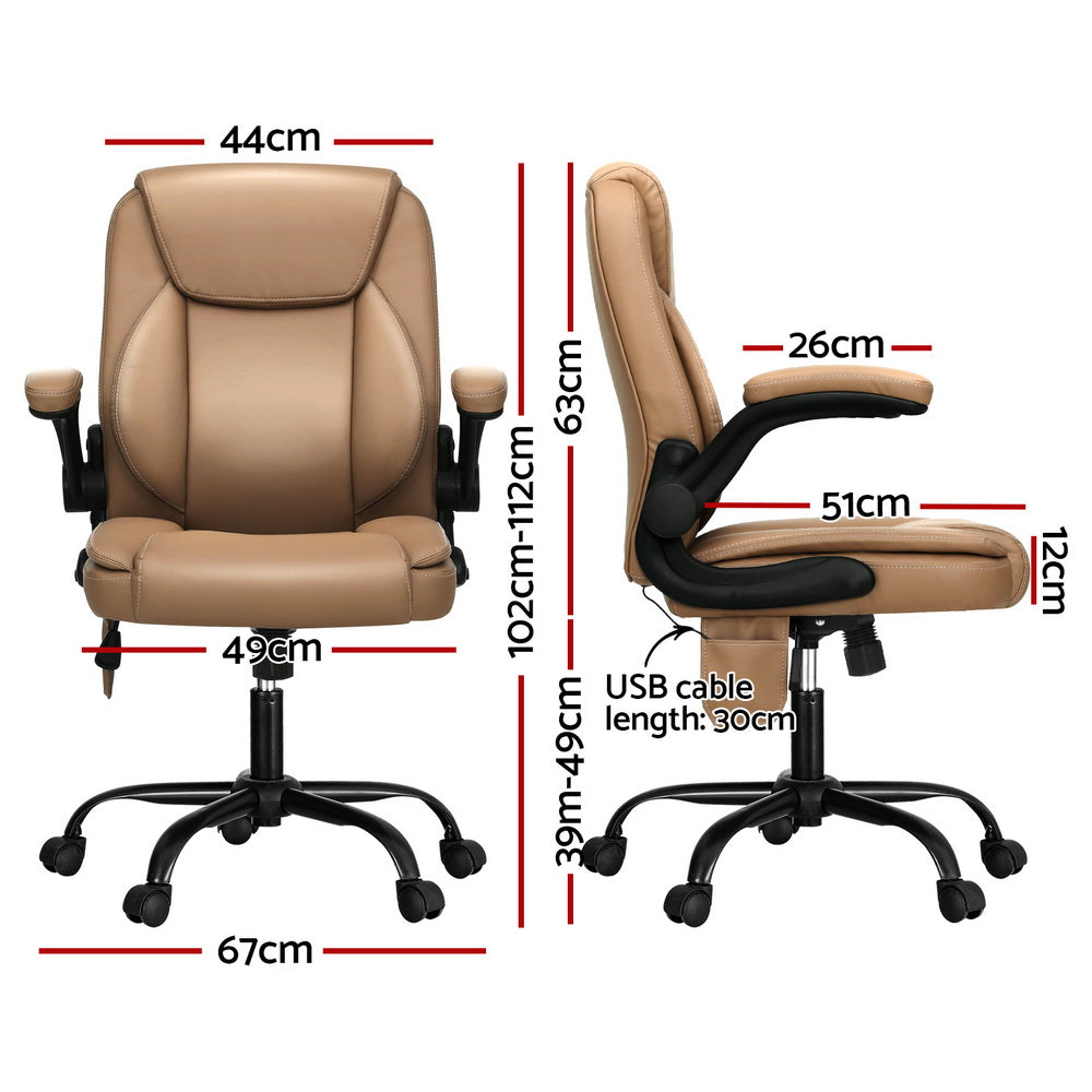 Artiss Mid|Back Massage Office Chair | Espresso Leather