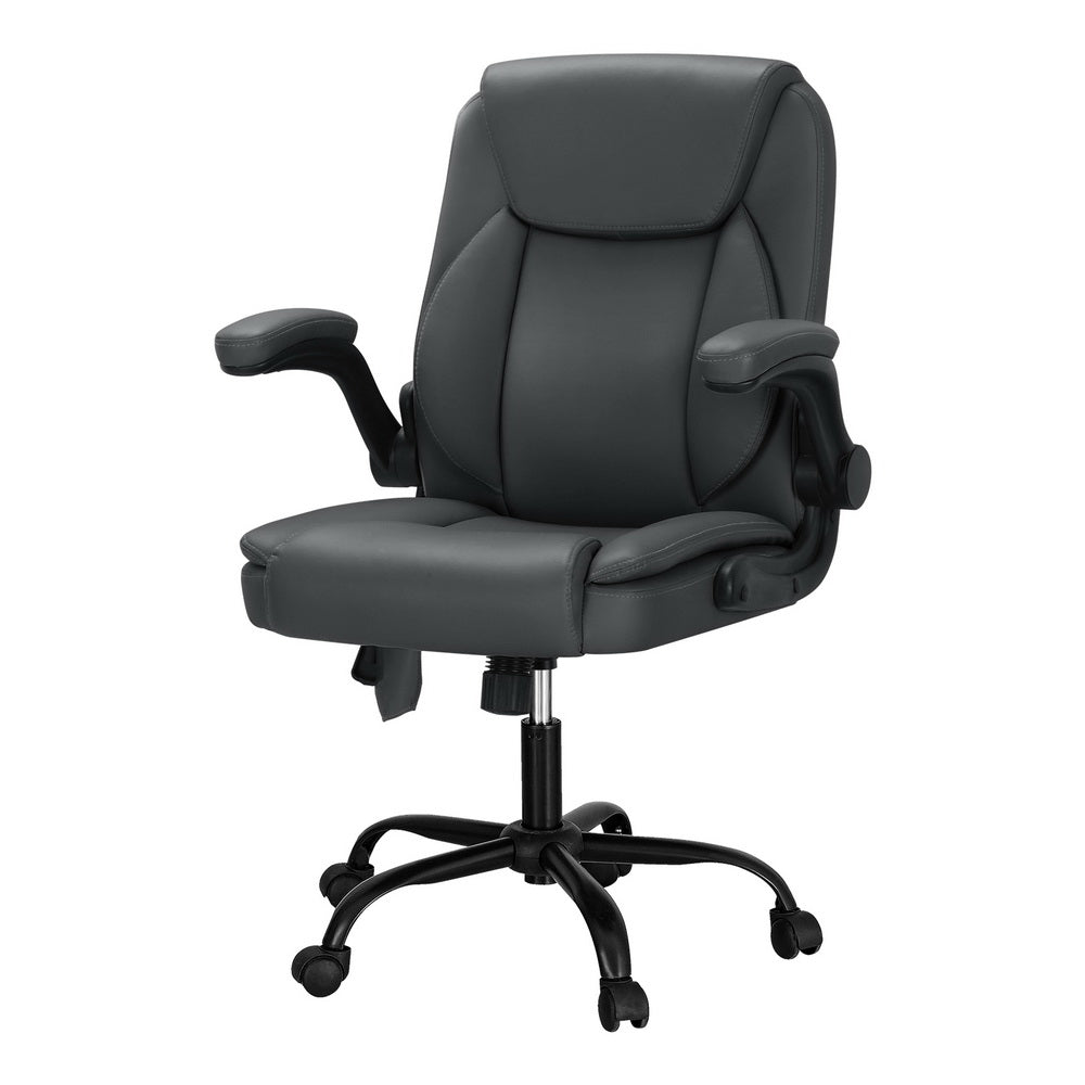 Artiss Grey Leather Massage Office Chair with Mid Back