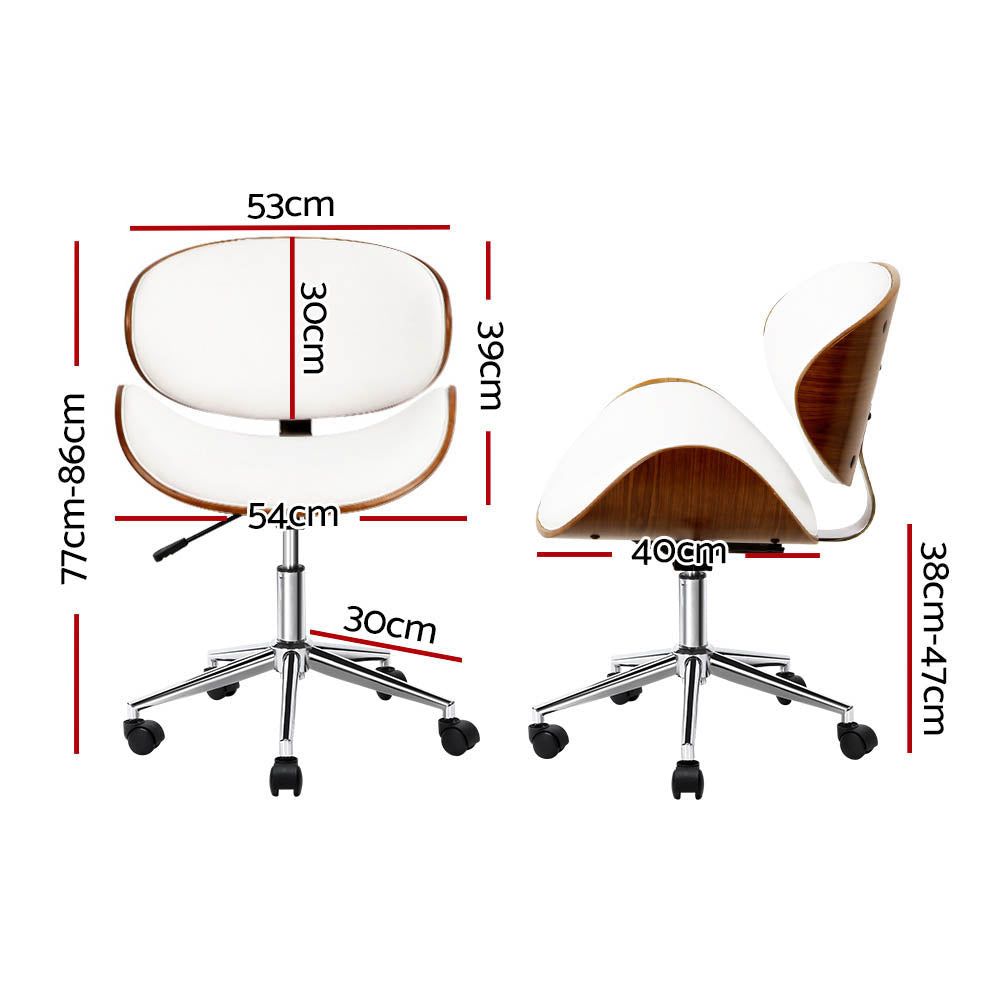 Artiss Wooden Office Chair with PU Leather Seat | White