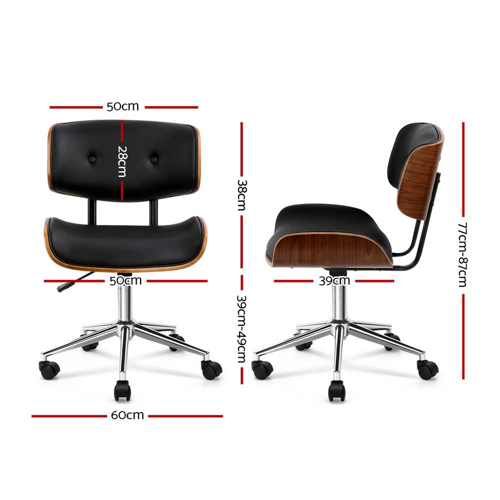 Artiss Wooden Office Chair with Fabric Seat | Black