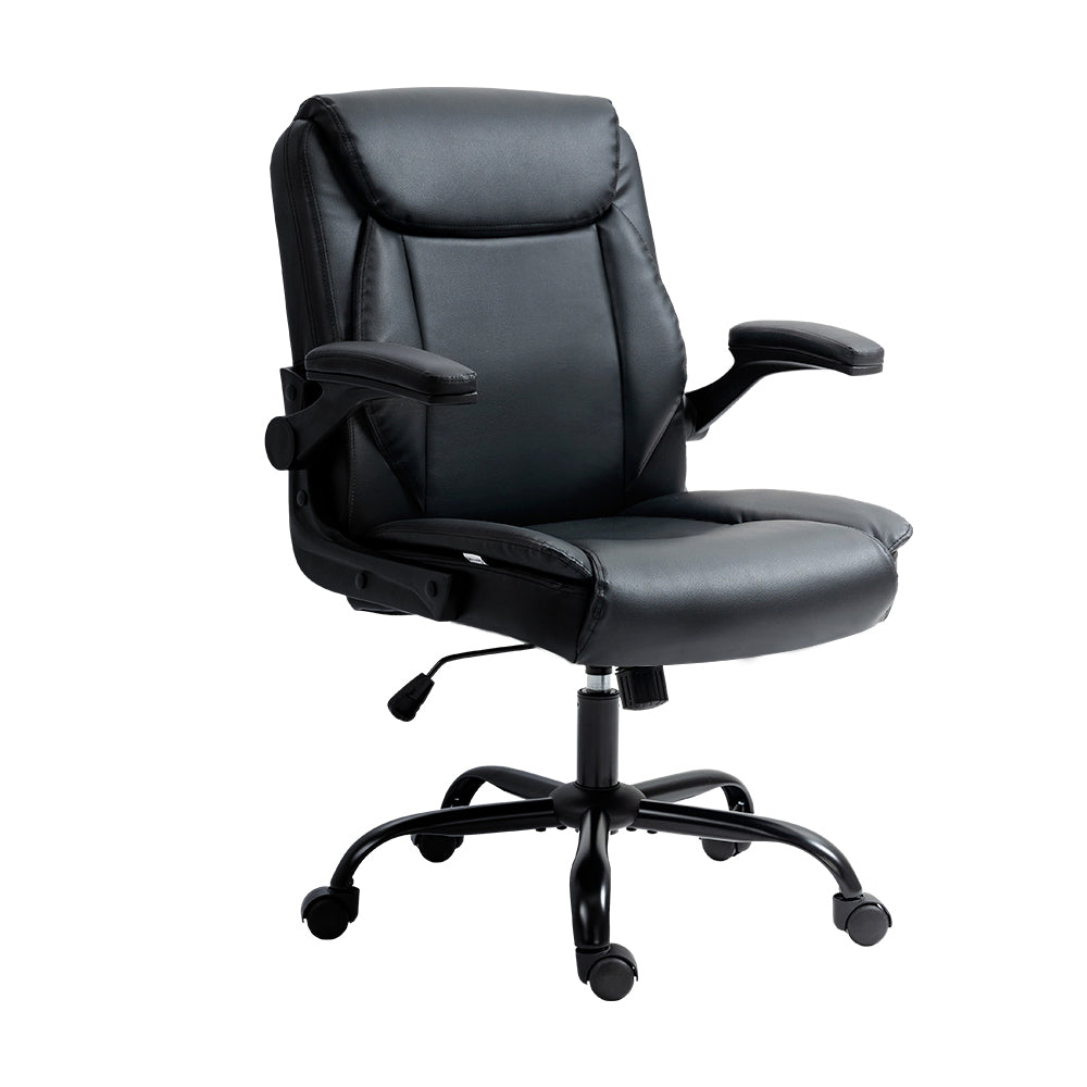 Artiss Executive Mid|Back PU Leather Office Chair | Black