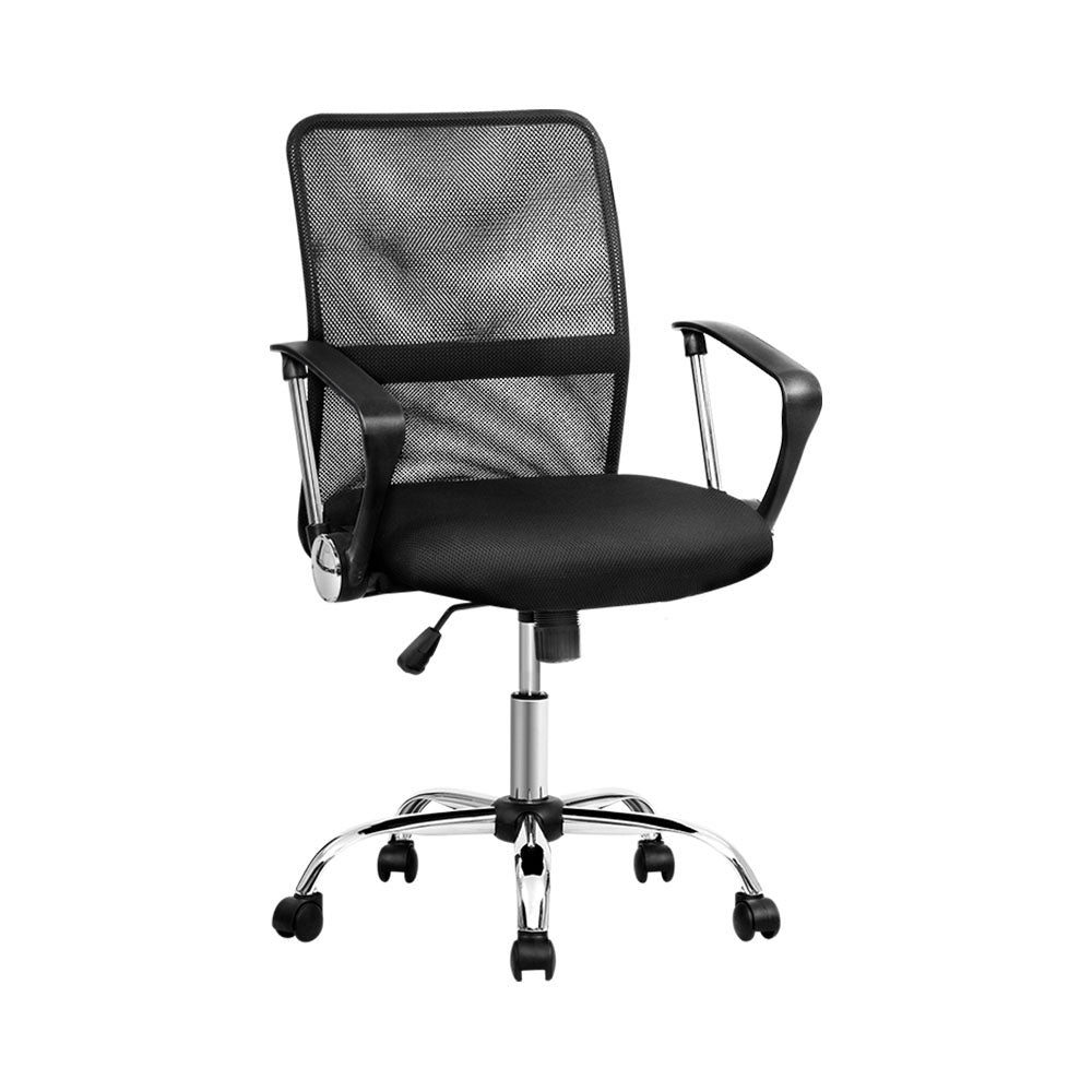 Artiss Mesh Office Chair Mid Back Black