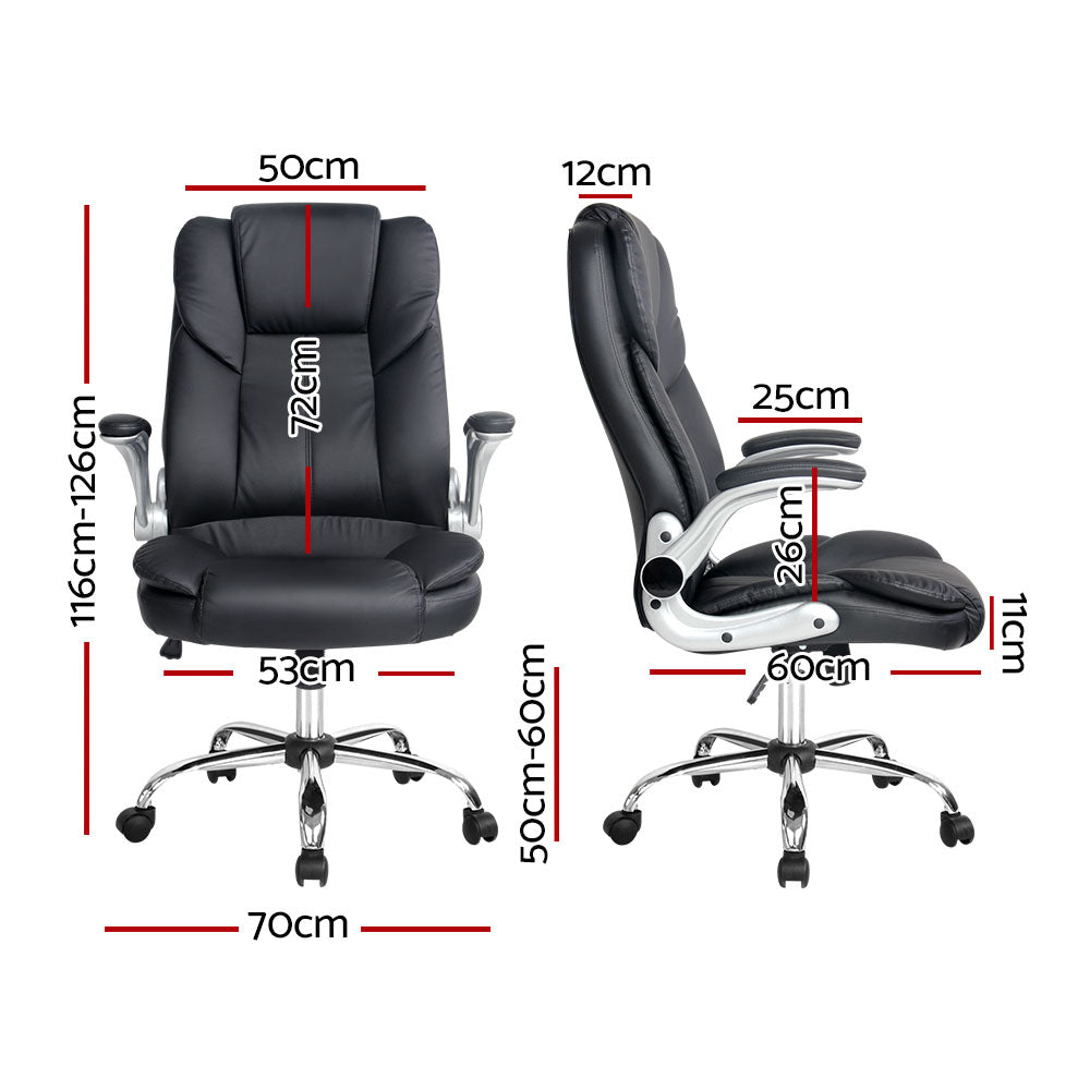 Artiss Kea Executive Office Chair | Leather, Black, Ergonomic