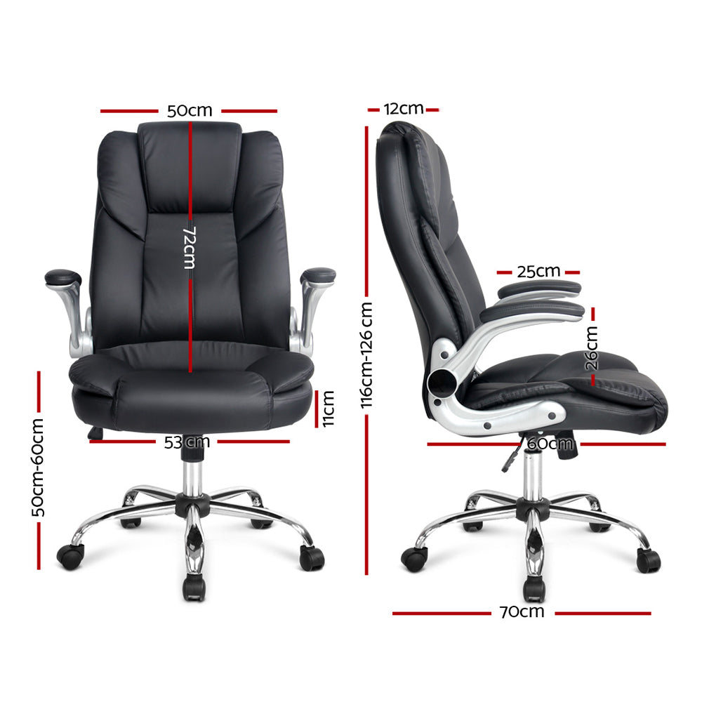 Artiss Kea Executive Office Chair | Leather, Black, Ergonomic