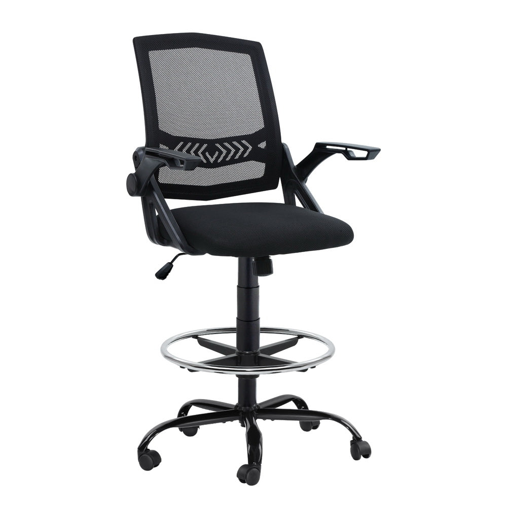 Artiss Mesh Drafting Chair with Adjustable Footrest | Black