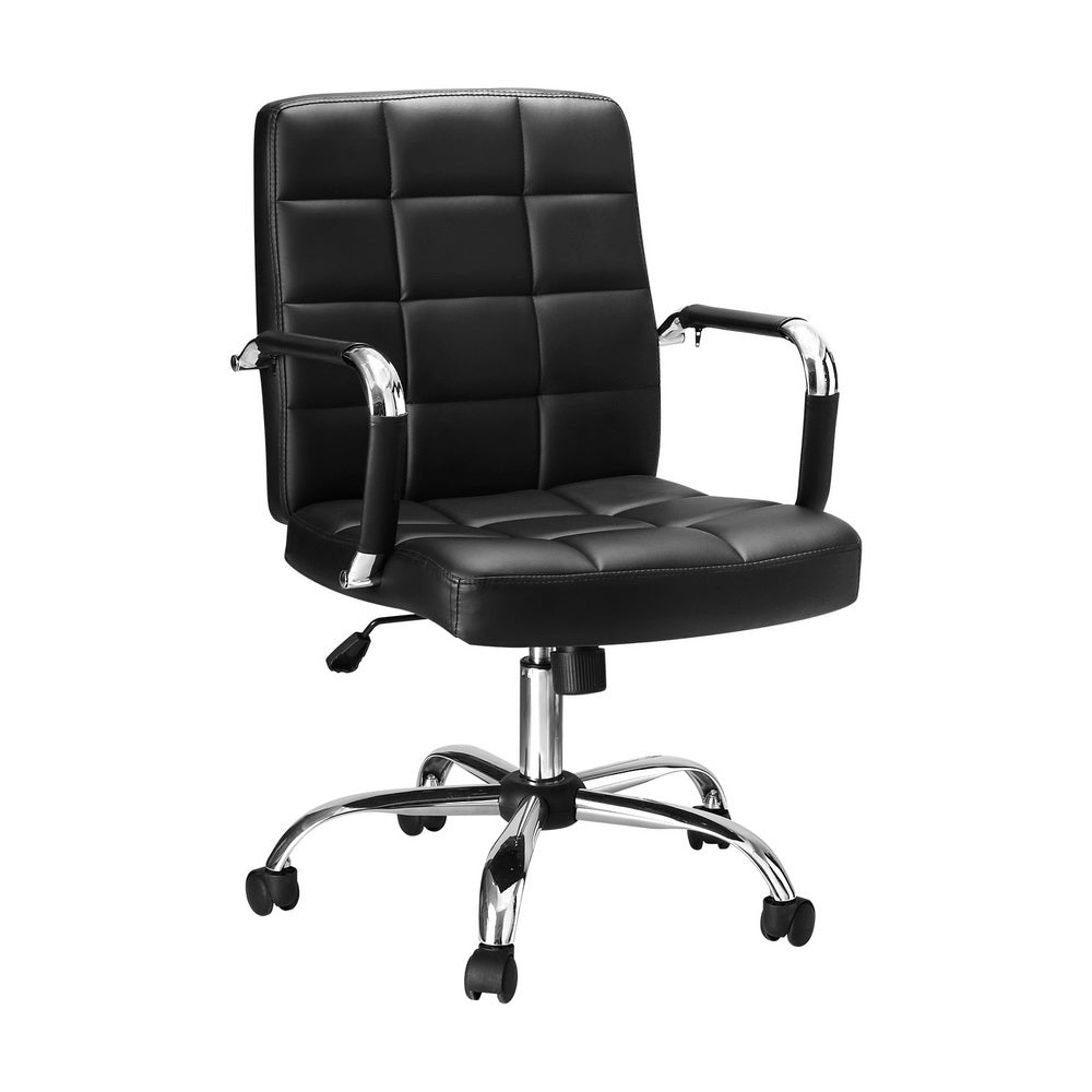 Artiss Mid|Back PU Leather Office Chair with Padded Armrests