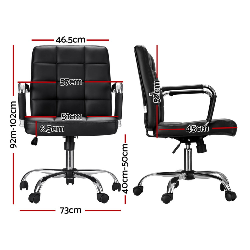 Artiss Mid|Back PU Leather Office Chair with Padded Armrests