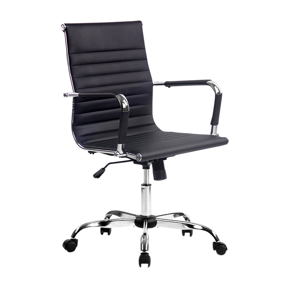 Artiss Mid|Back PU Leather Office Chair with Chrome Base