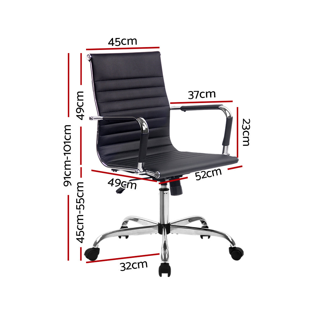 Artiss Mid|Back PU Leather Office Chair with Chrome Base