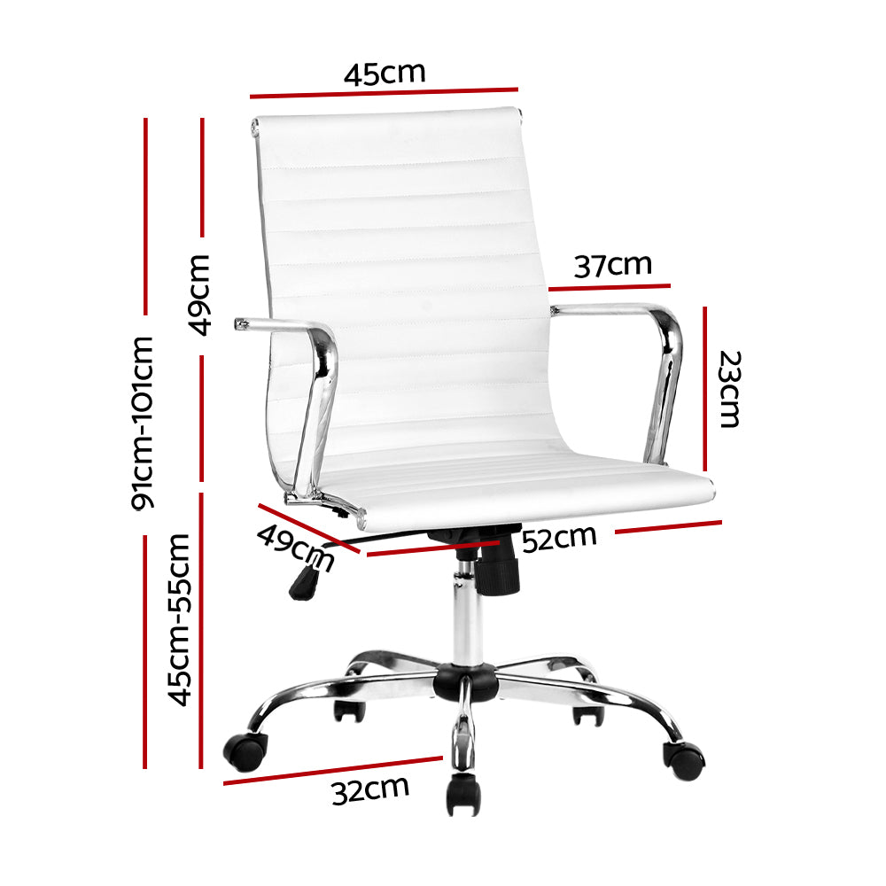 Artiss Mid|Back PU Leather Office Chair | White & Chrome