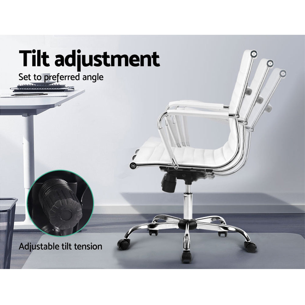 Artiss Mid|Back PU Leather Office Chair | White & Chrome