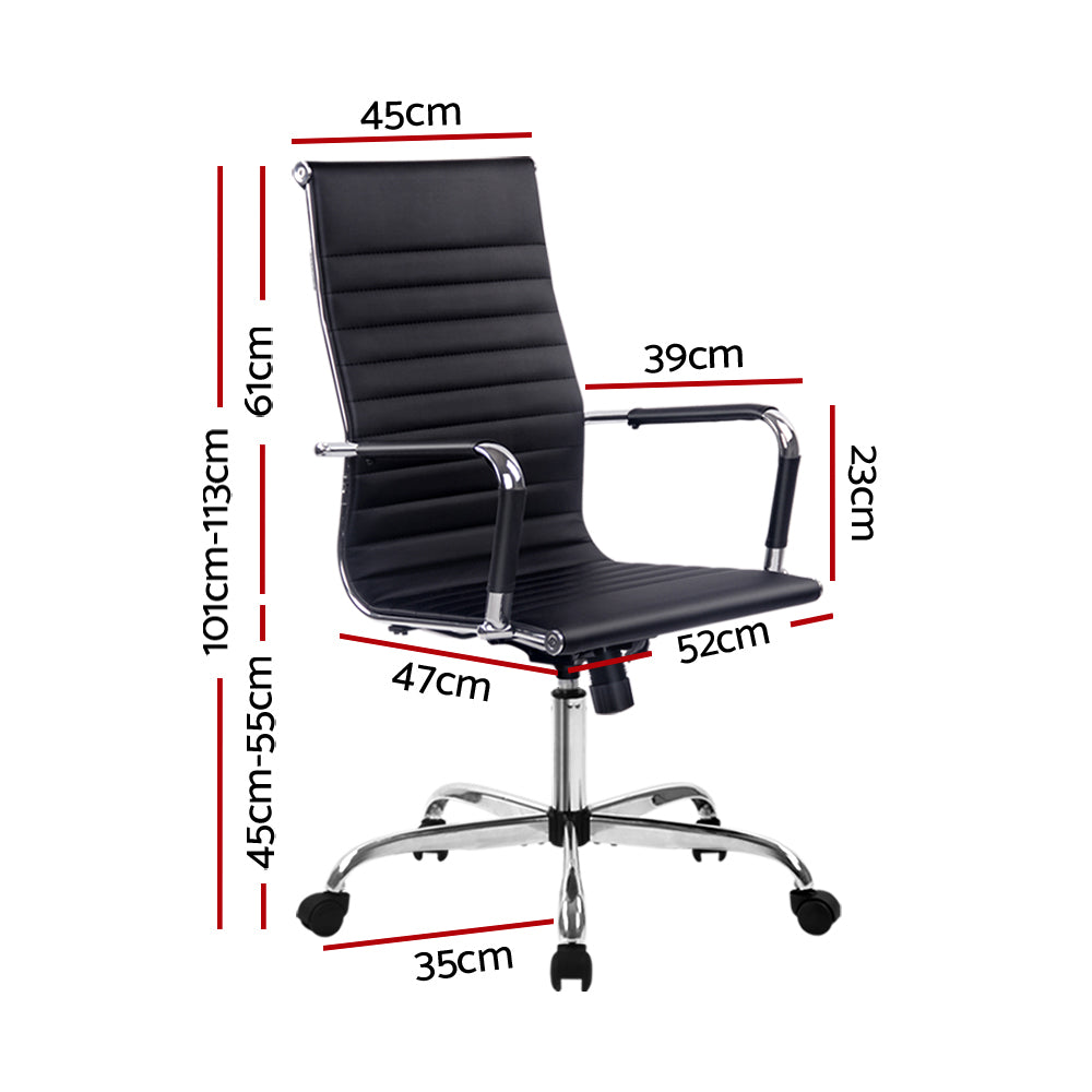 Artiss High Back PU Leather Office Chair with Chrome Base