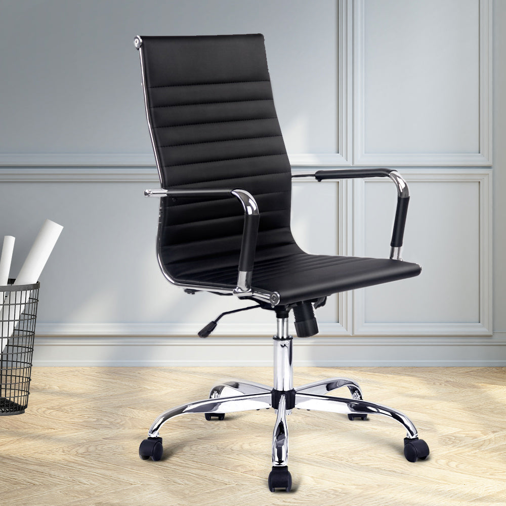 Artiss High Back PU Leather Office Chair with Chrome Base