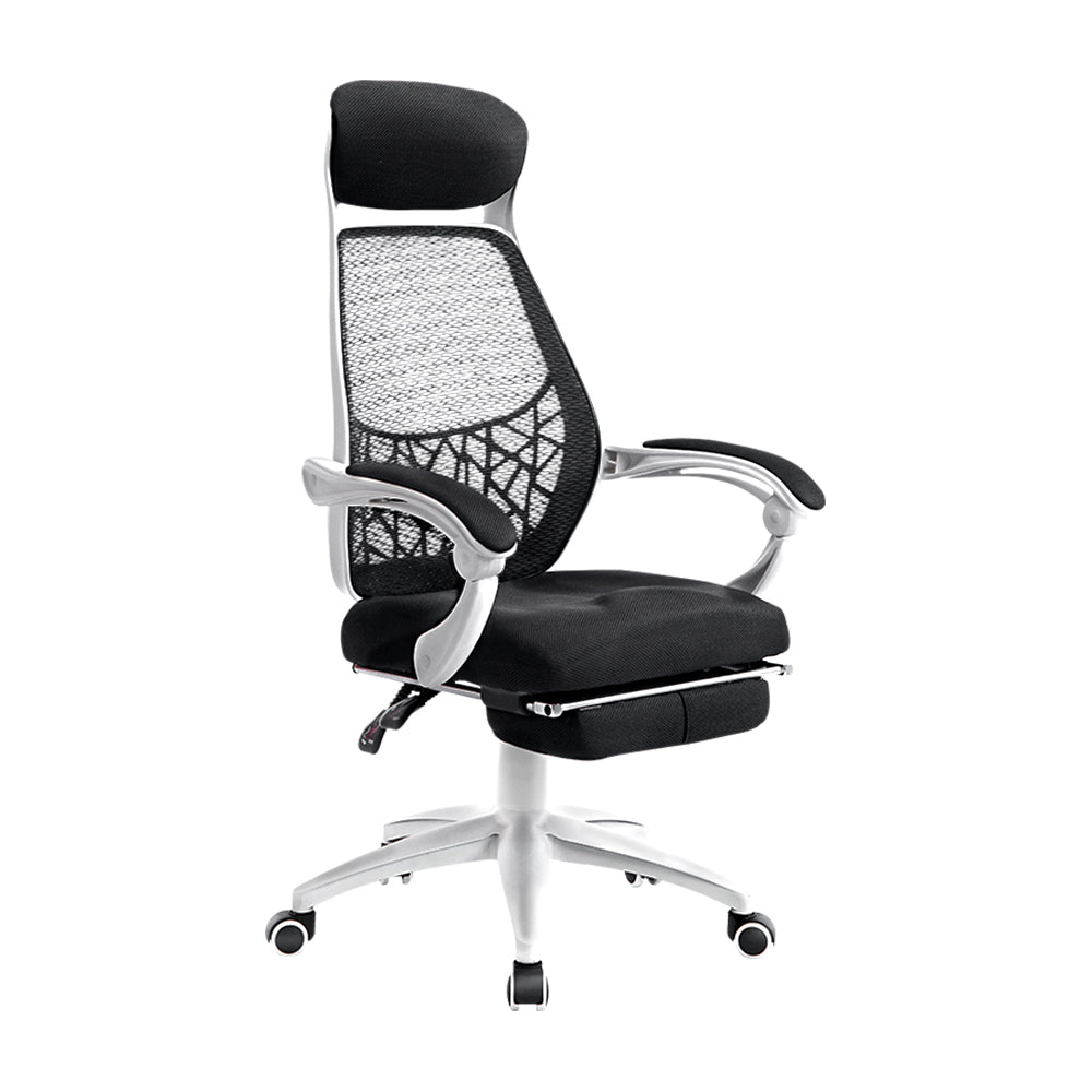 Artiss Mesh Reclining Office Chair with Storage | Black & White