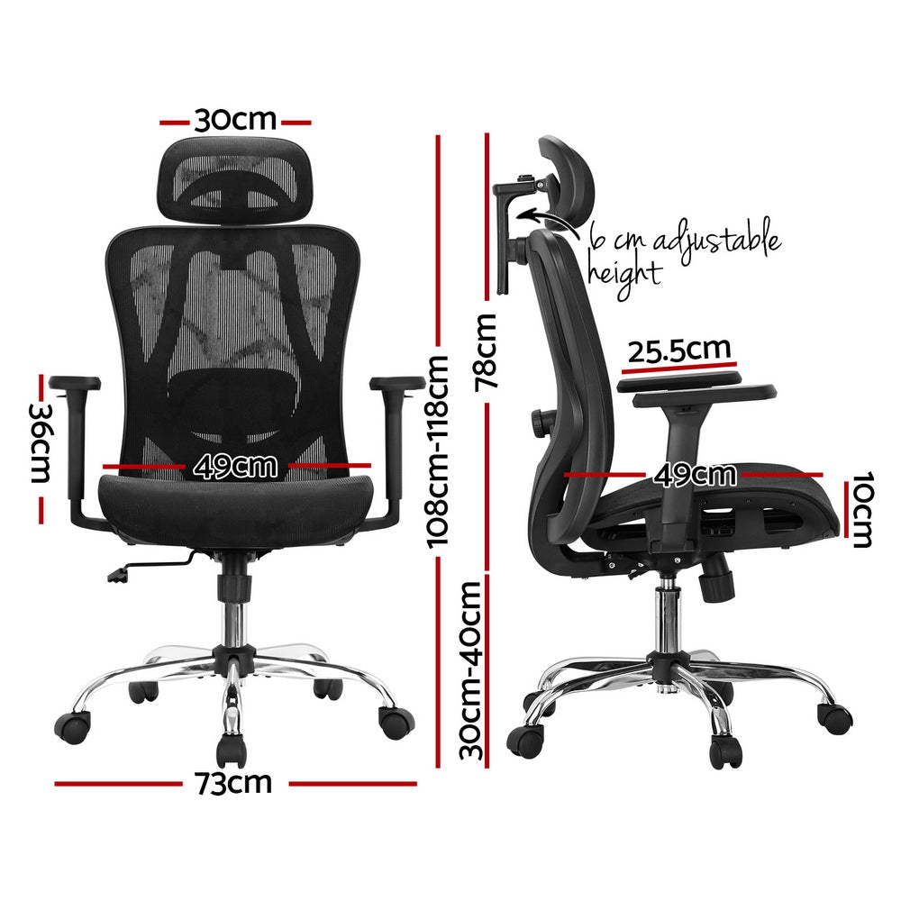 Artiss Ergonomic Mesh Office Chair with Adjustable Headrest