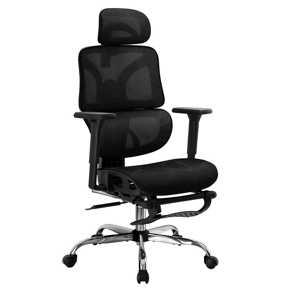 Artiss Ergonomic Office Chair with Footrest | Black Mesh Back