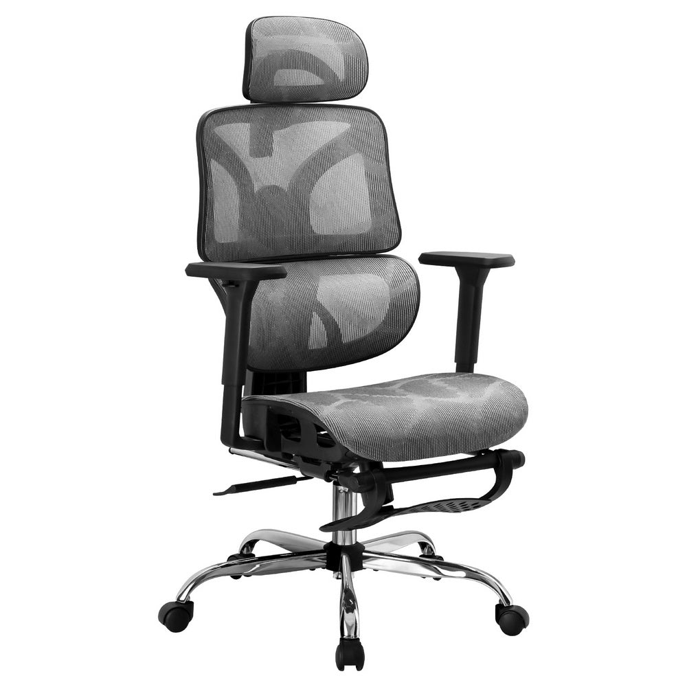 Artiss Ergonomic Office Chair with Footrest | Grey Mesh