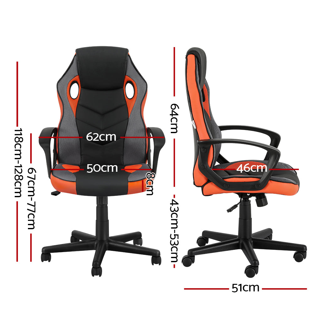 Artiss Orange Gaming Chair | Ergonomic Racing|Style Office Seat