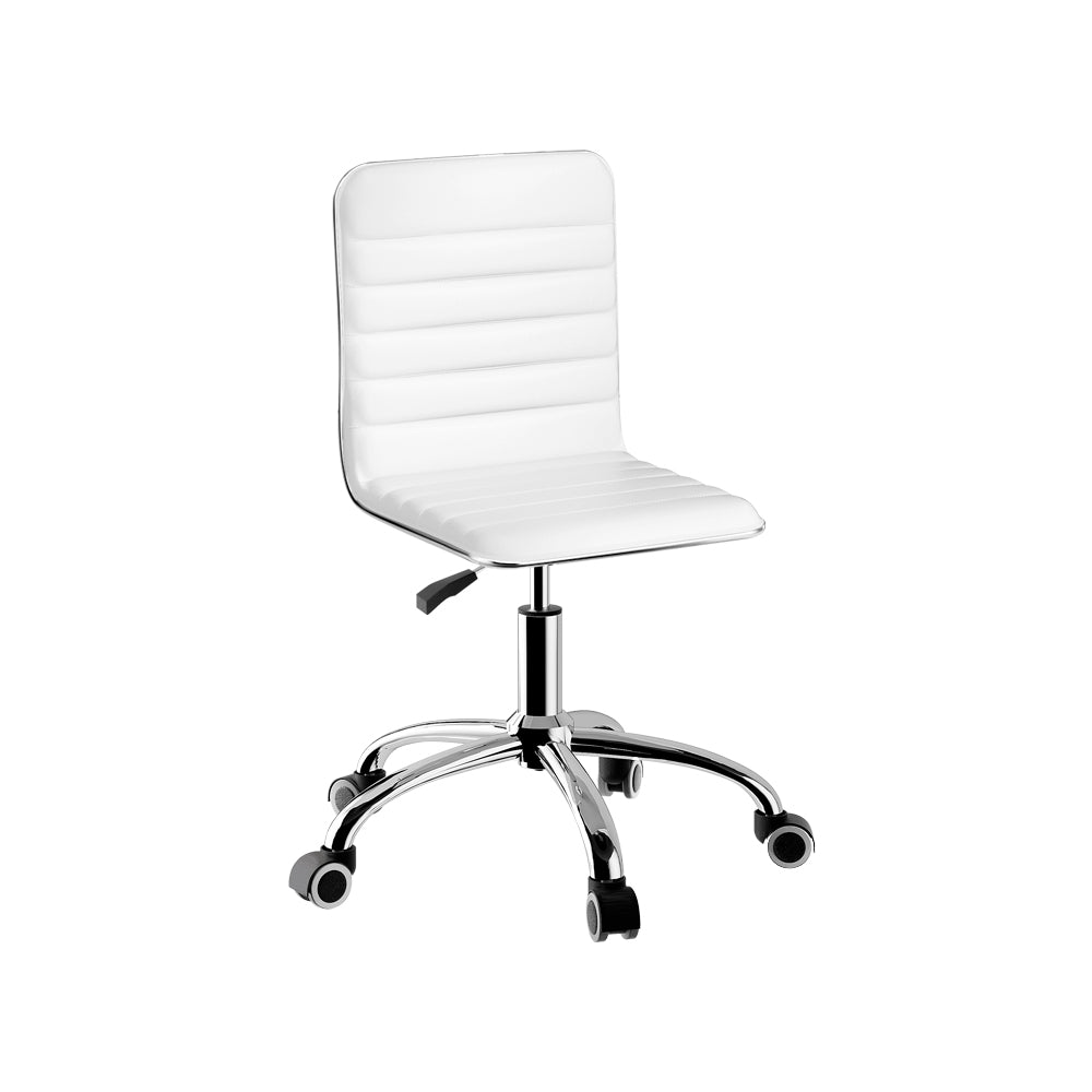 Artiss White PU Leather Low Back Office Chair with Wheels