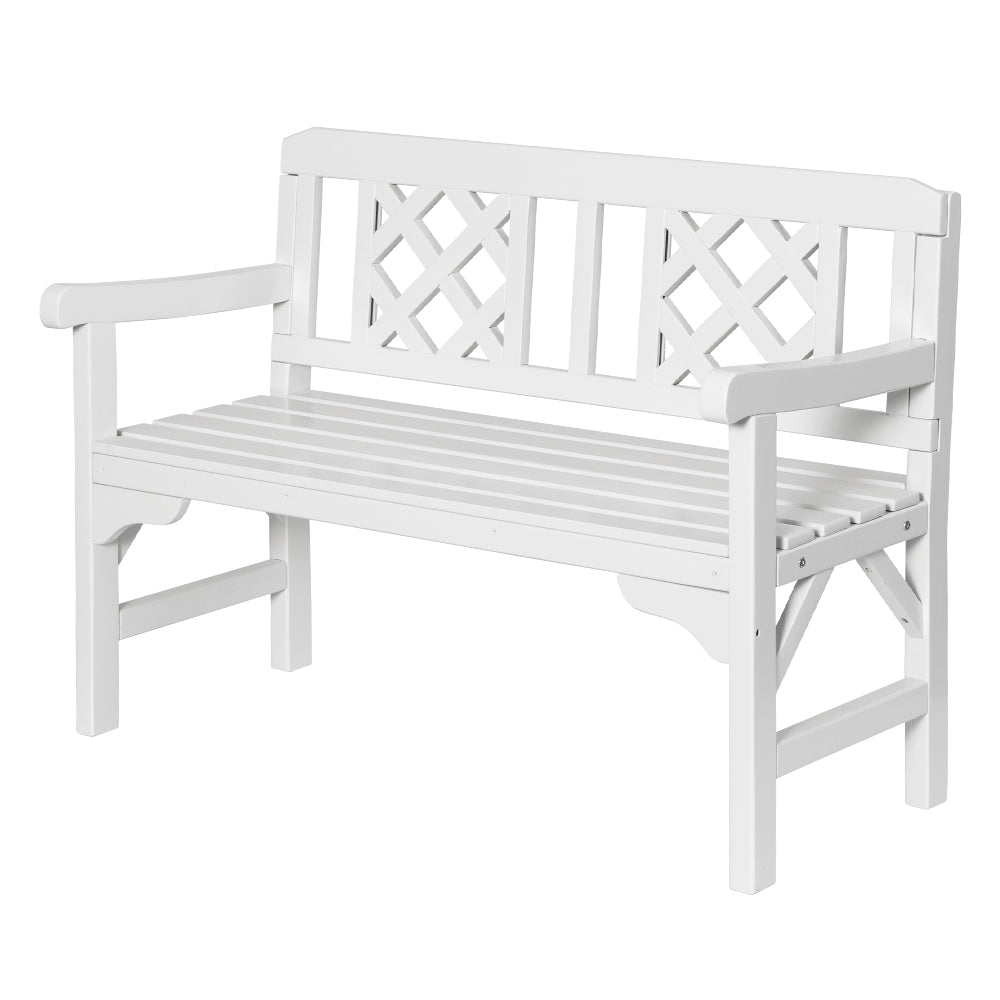 Gardeon Rustic 2 Seat Wooden Garden Bench | White Outdoor Patio