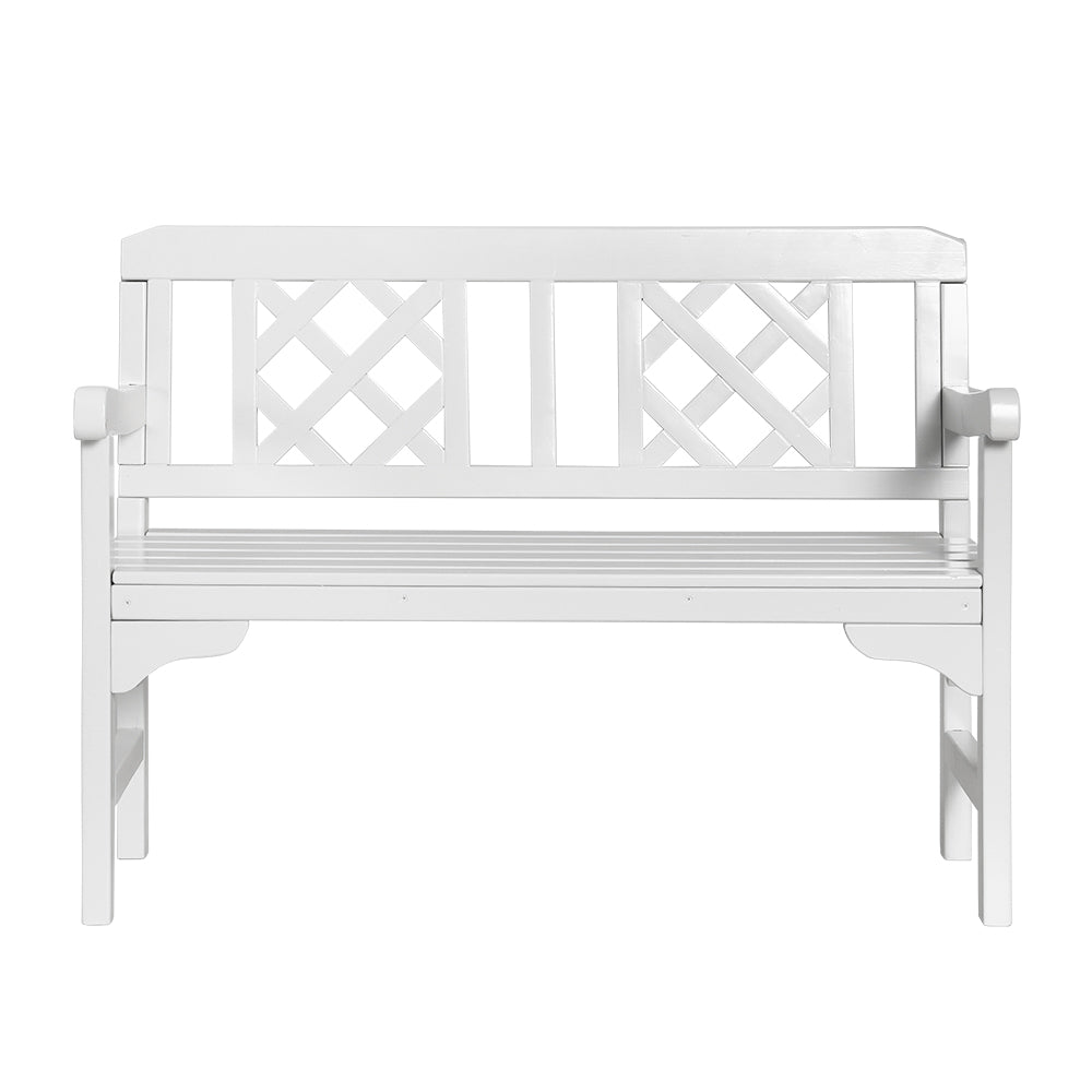 Gardeon Rustic 2 Seat Wooden Garden Bench | White Outdoor Patio