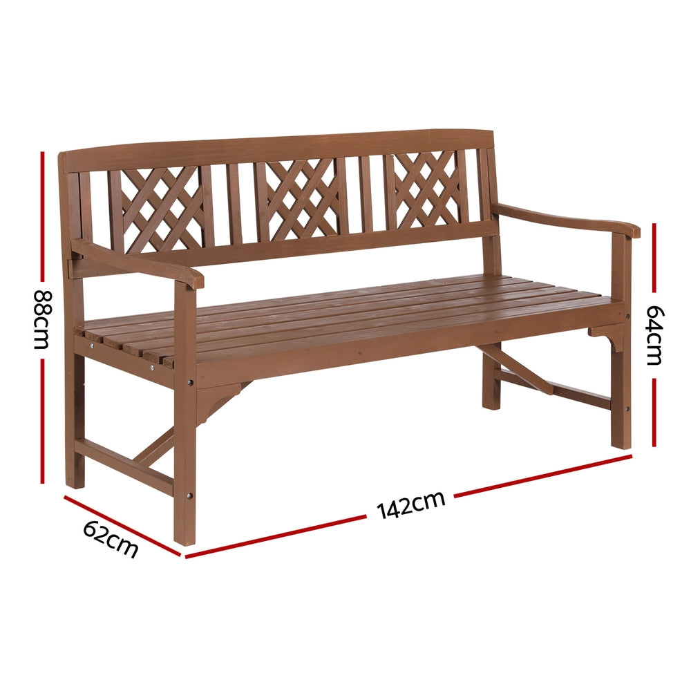 Gardeon 3 Seat Outdoor Wooden Bench for Patio & Garden